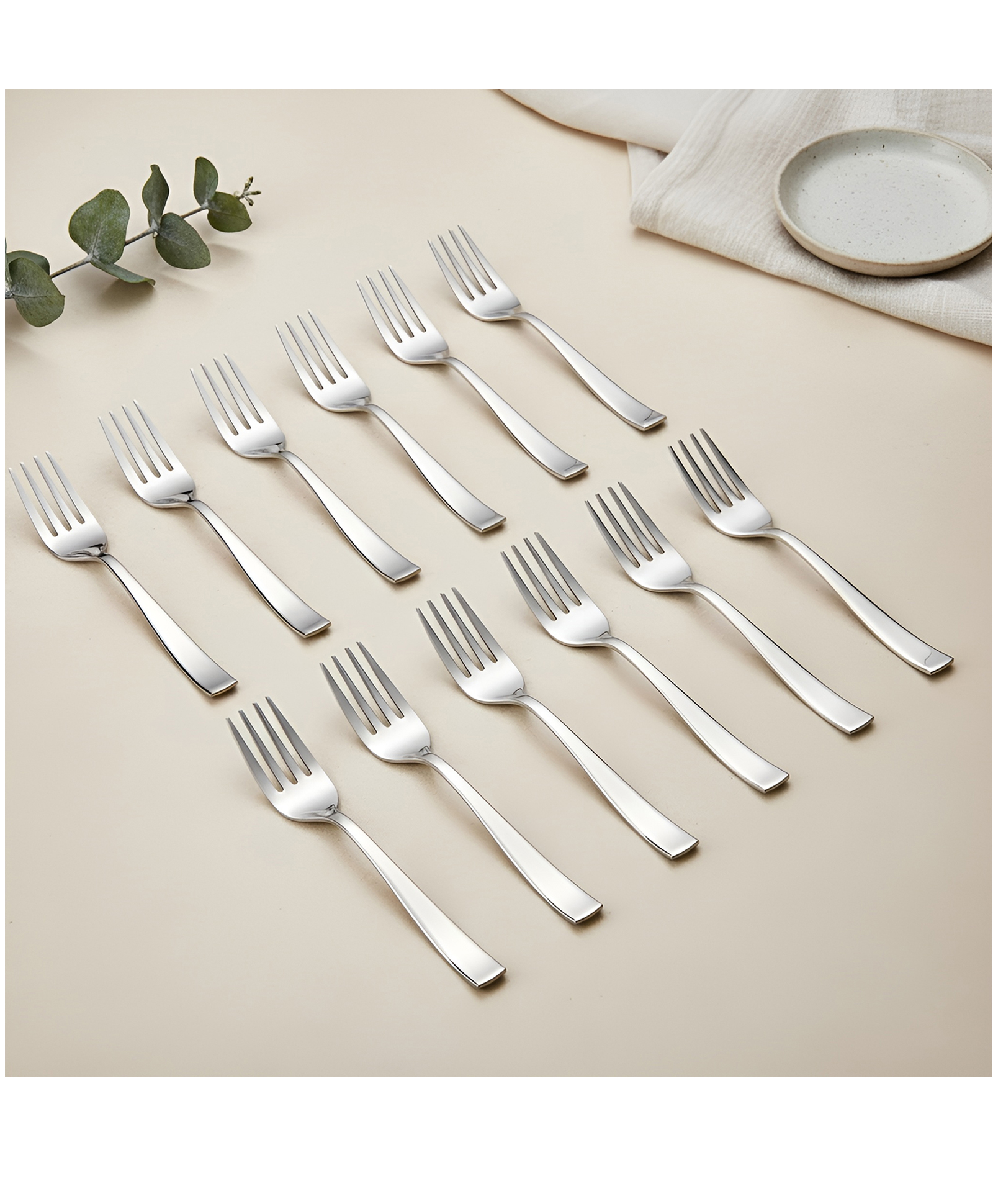 Parage 12 Pieces Stainless Steel Dinner Forks Set for Home & Kitchen, 15.5 cm Long, Fruit Fork for Dining Table, Dining Tableware Cutlery Set, Silver-image-42