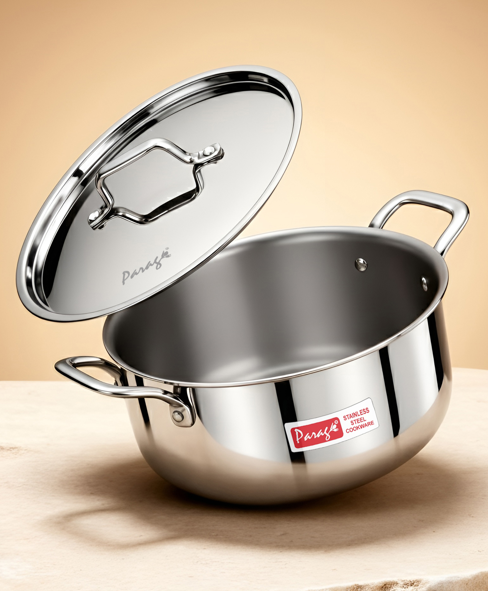 Parage 1 Piece Tripure Tri-Ply Stainless Steel Biryani Pot 1700 ml with Stainless Steel Lid | ISI Marked Tri-Ply Handi Casserole for Induction & Gas | Even Heat Distribution | Compact Cook & Serve Pot-image-23