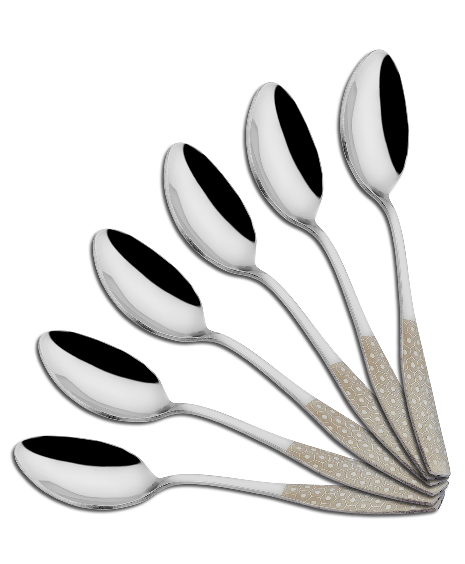 Parage 6 Pieces Stainless Steel Premium Dinner Spoon Set for Home & Kitchen, 16 cm Long, Luxury Dining Tableware Laser Chammach Set Gift, Silver, Dazzle Design-image-35