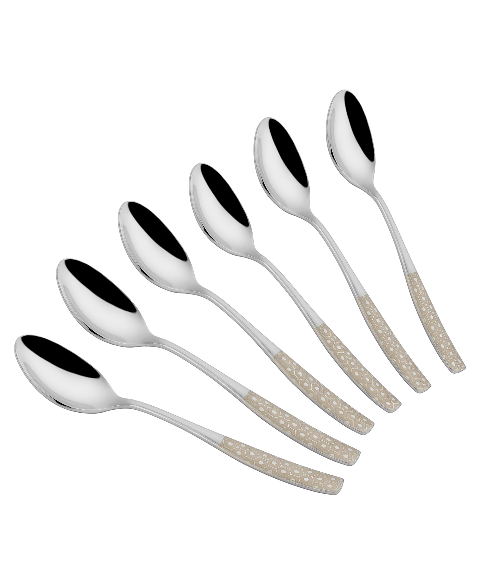 Parage 6 Pieces Stainless Steel Premium Tea Spoon Set for Home & Kitchen, 14 cm Long, Luxury Dining Tableware Laser Chammach Set Gift, Silver, Dazzle Design-image-2