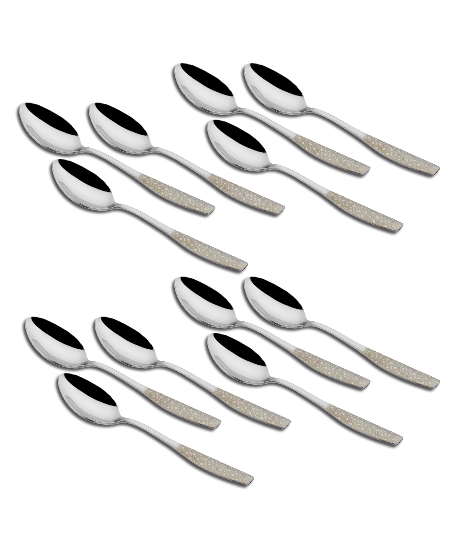 Parage 12 Pieces Stainless Steel Premium Dinner Spoon Set for Home & Kitchen, 16 cm Long, Luxury Dining Tableware Laser Chammach Set Gift, Silver, Dazzle Design-image-40