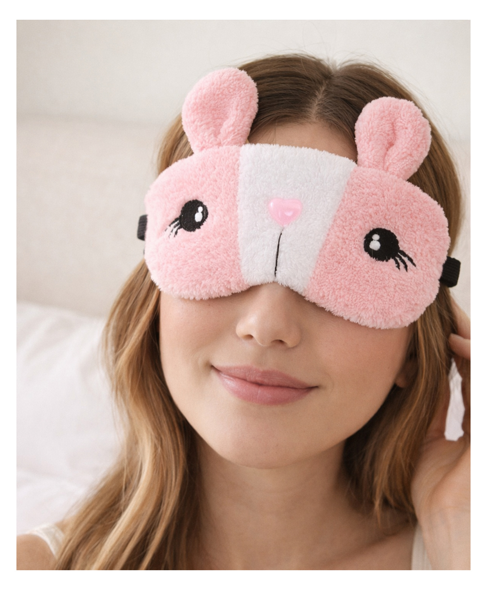 Jenna Bunny Design Sleeping Eye Mask Ultra Soft Plush Comfortable Sleep Mask for Kids & Adults - Baby Pink-image-48