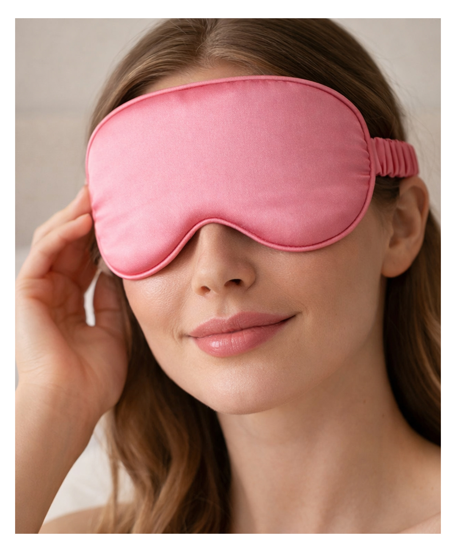 Jenna Plain Satin Sleeping Eye Mask Lightweight Soft Eye Cover for Travel & Night Sleep - Dark Pink-image-17