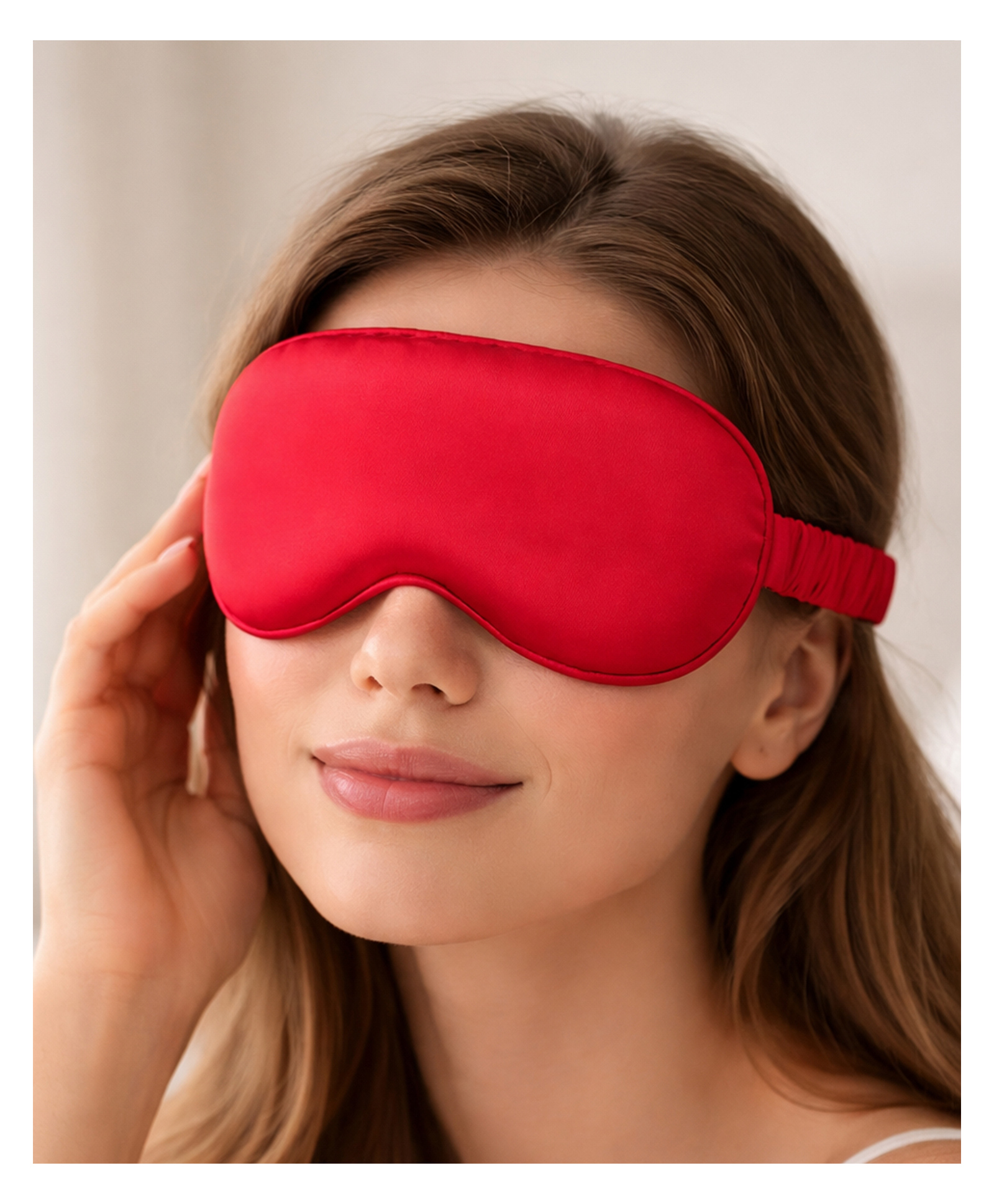 Jenna Satin Sleeping Eye Mask Lightweight Soft Eye Cover for Travel & Night Sleep - Dark Red-picture-19