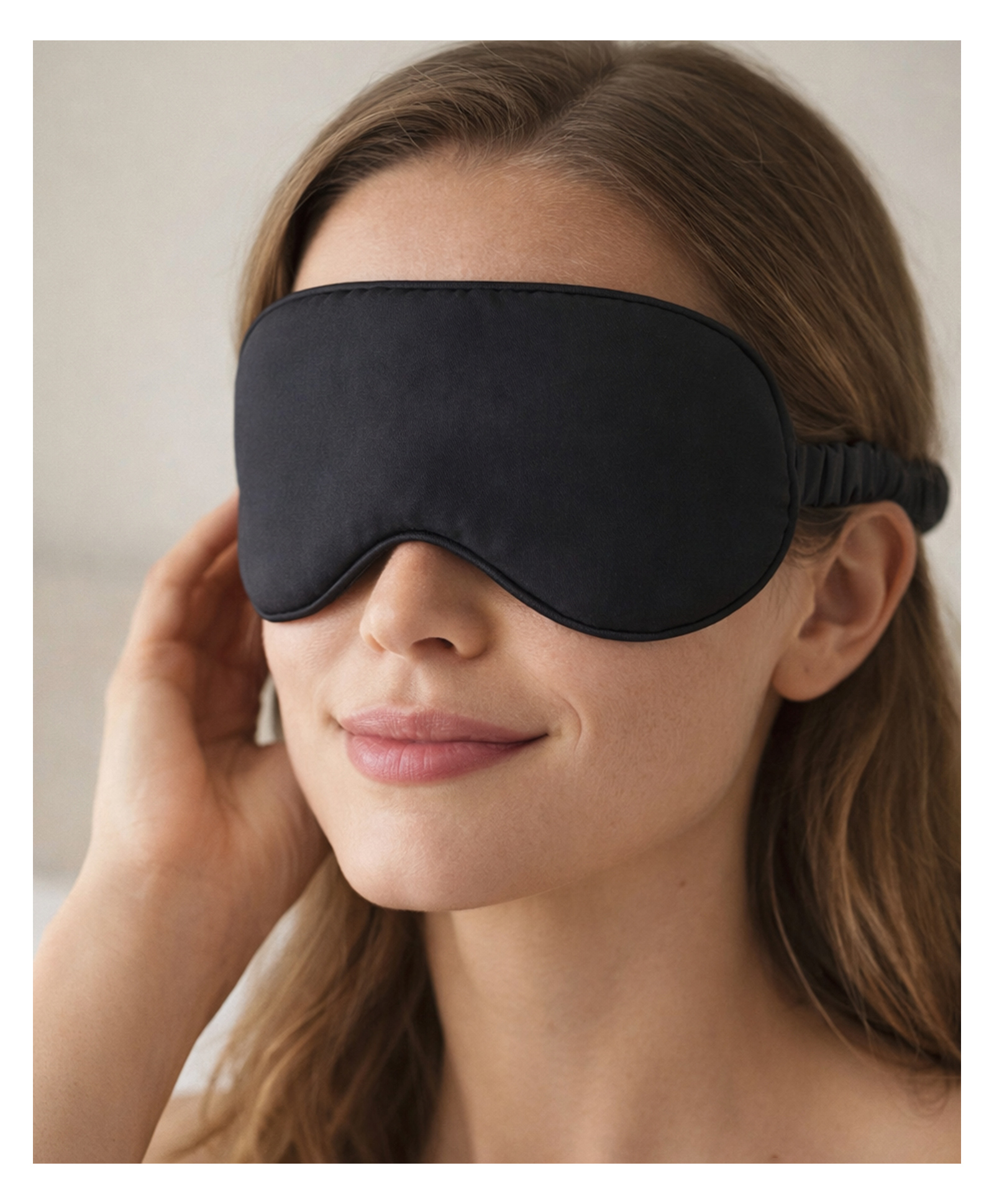 Jenna Satin Sleeping Eye Mask Lightweight Soft Eye Cover for Travel & Night Sleep - Black-image-26