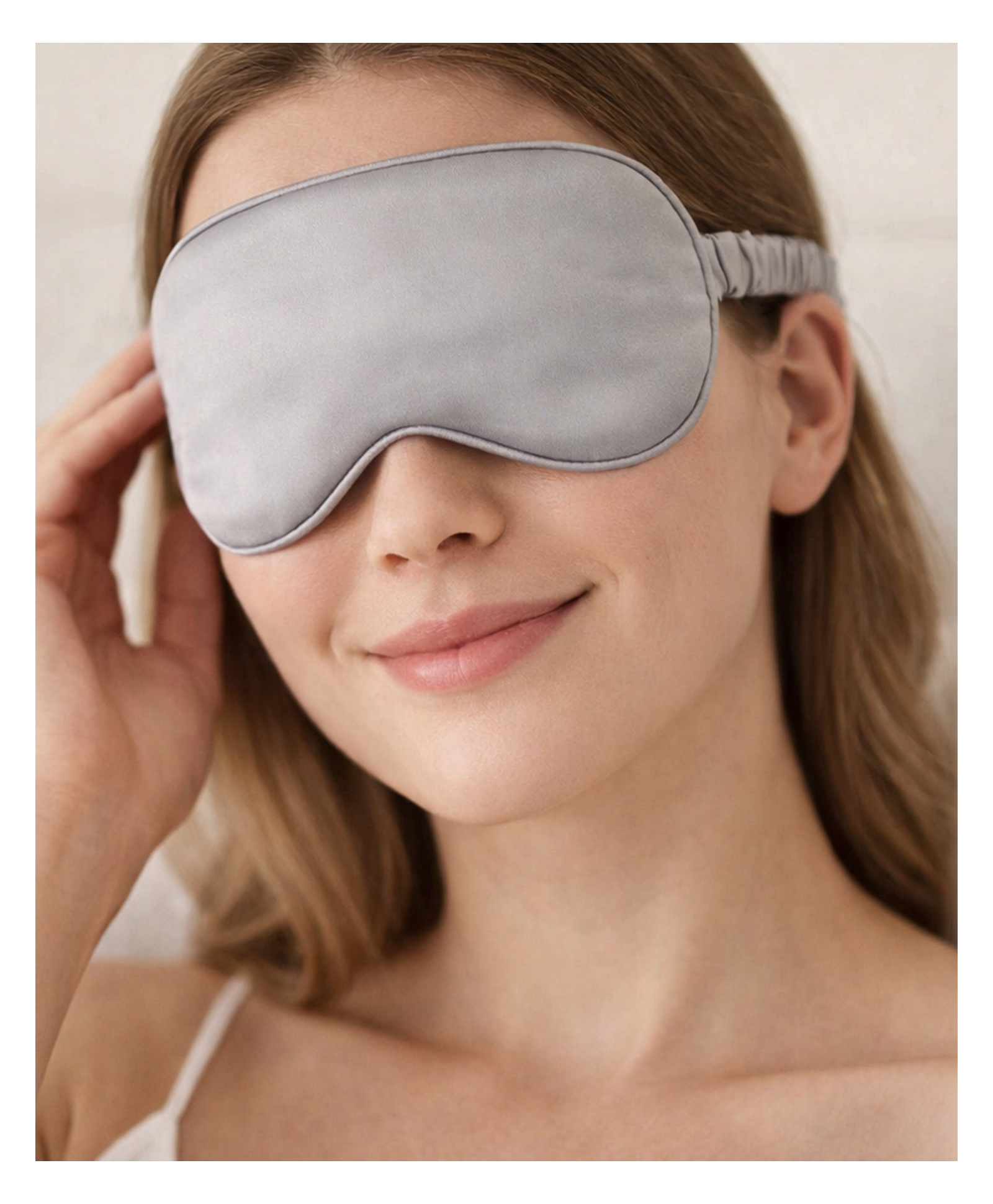 Jenna Satin Sleeping Eye Mask Lightweight Soft Eye Cover for Travel & Night Sleep - Grey-image-35