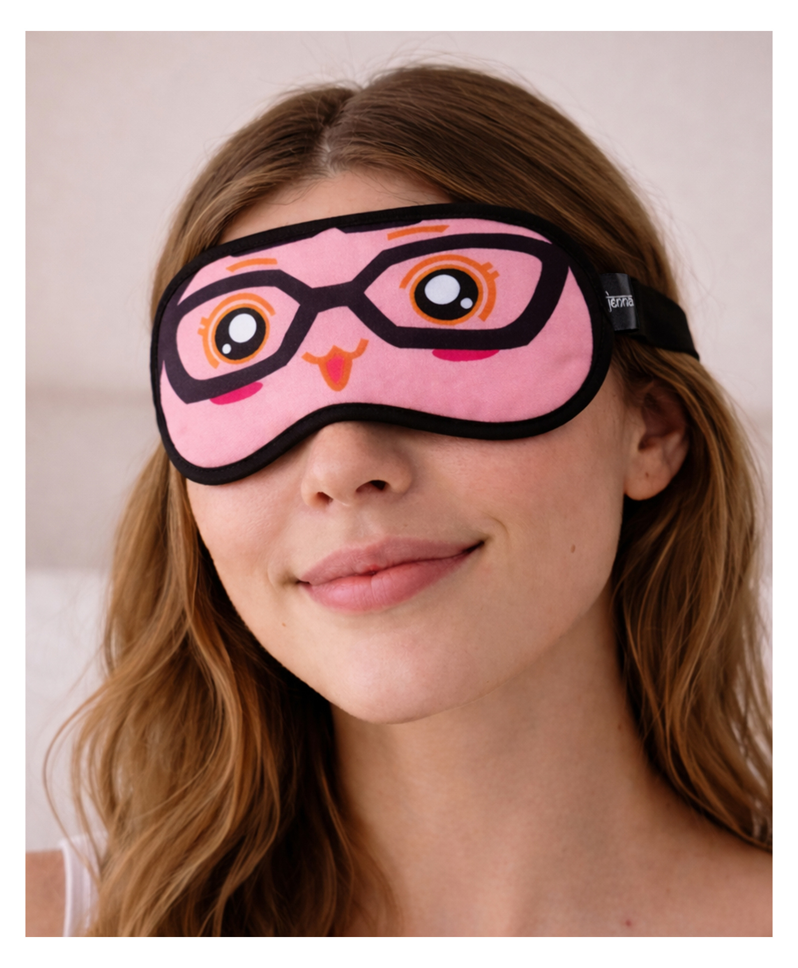 Jenna Funny Face with Glasses Sleeping Eye Mask Lightweight Soft Eye Cover for Travel & Night Sleep - Pink-image-38