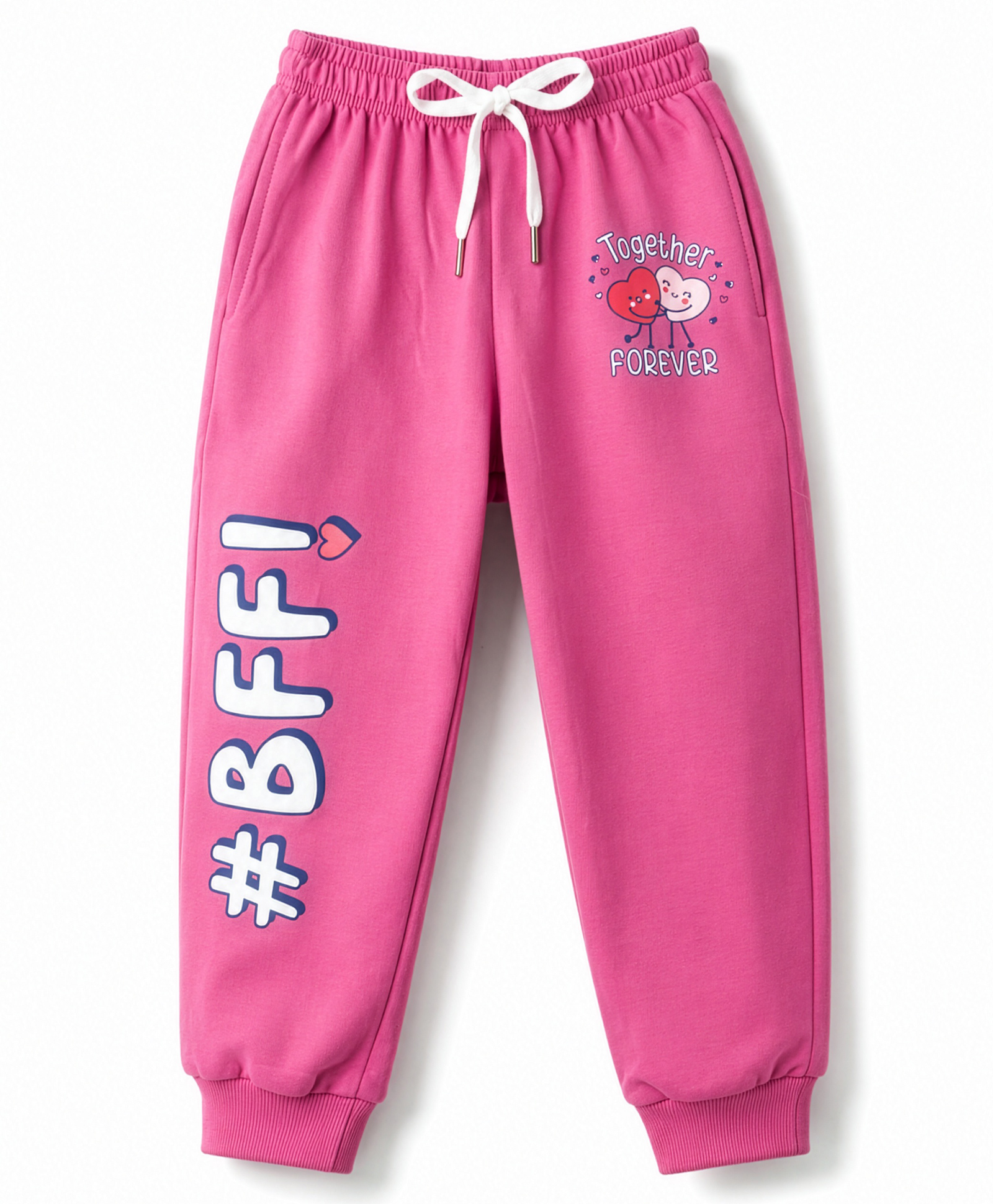 Smarty Girls Looper Knit Full Length Lounge and Track Pants With Text Print - Pink-picture-19