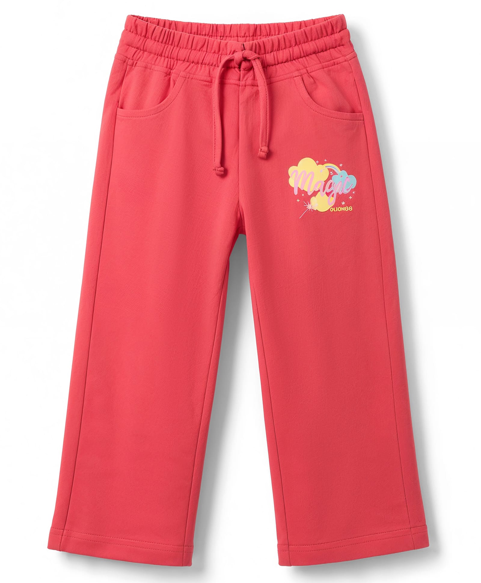 Olio Kids Knitted Full Length Text Printed Lounge Pant - Fuchsia-picture-35
