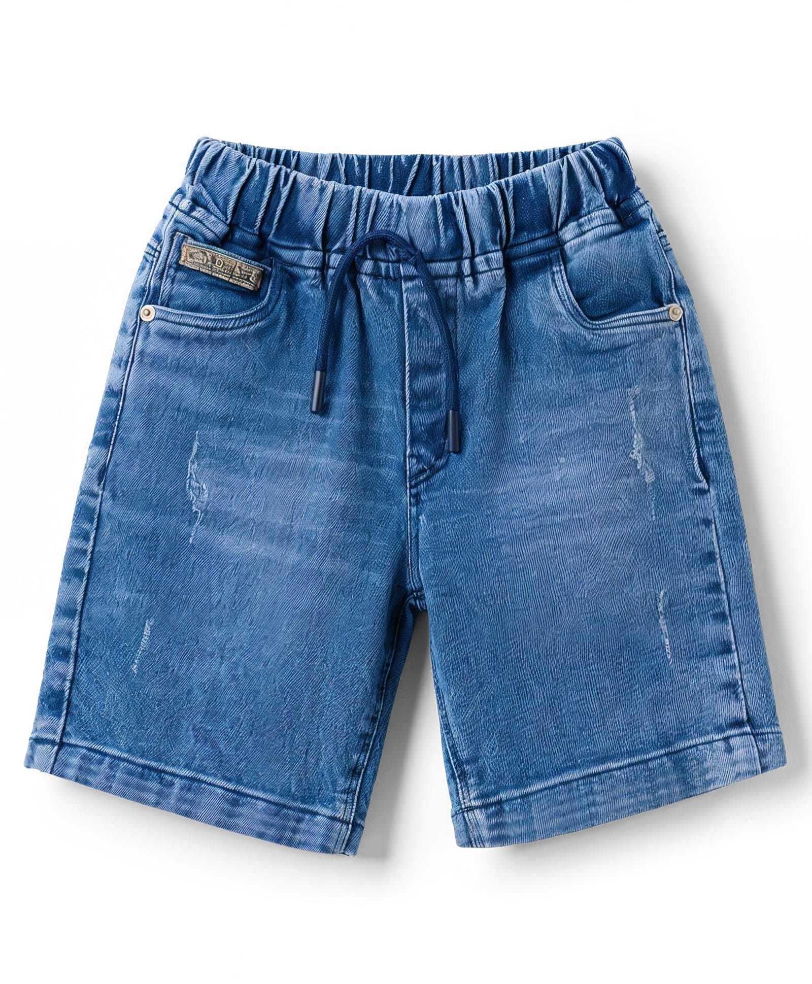 Olio Kids Denim Knit Above Knee Length Shorts - Blue-picture-42