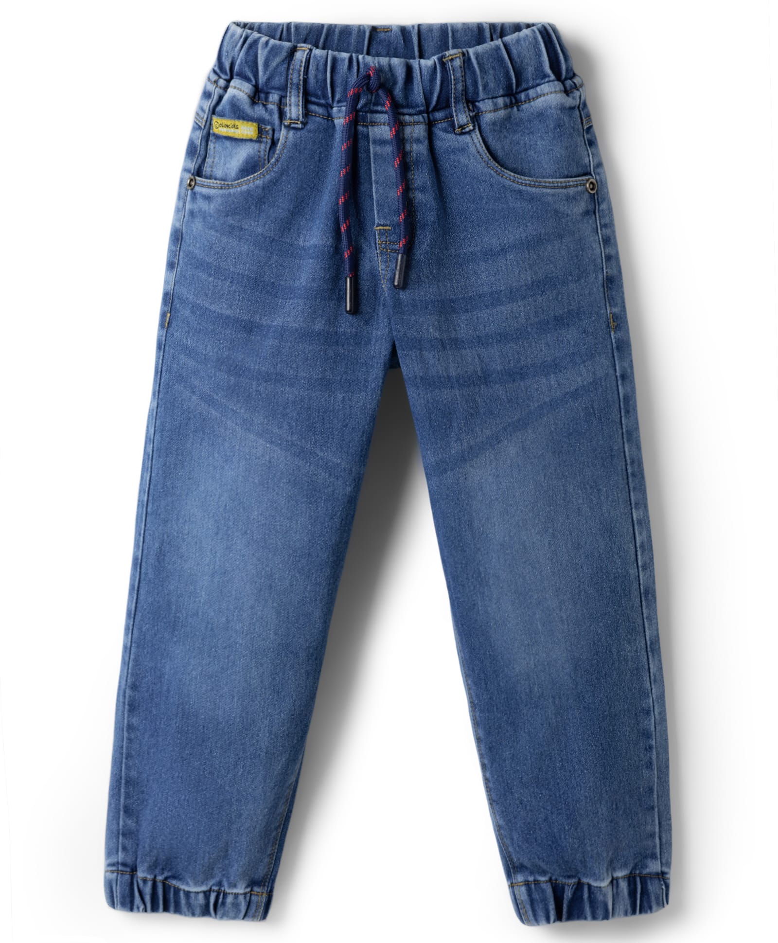 Olio Kids Denim Woven Full Length Solid Color Joggers - Light Blue-picture-23