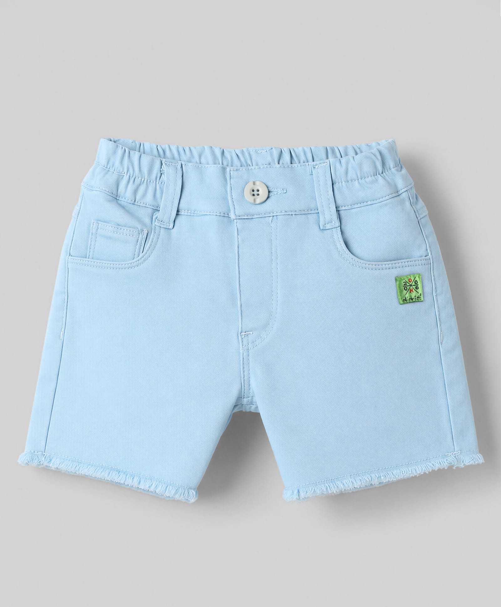 Olio Kids Knit Above Knee Length Denim Shorts With Patch - Sky Blue-picture-20
