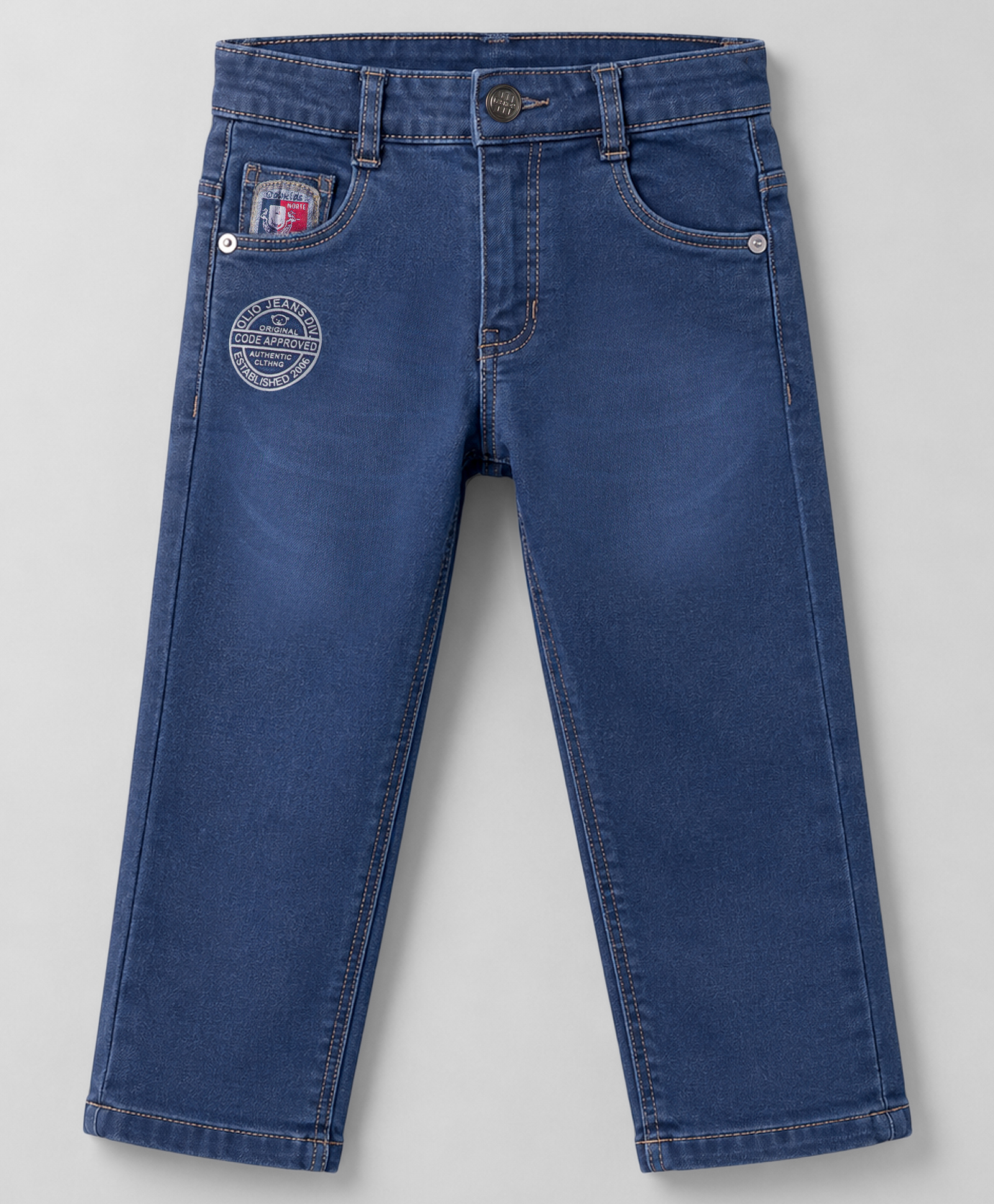 Olio Kids Denim Woven Full Length Solid Jeans - Navy Blue-picture-13