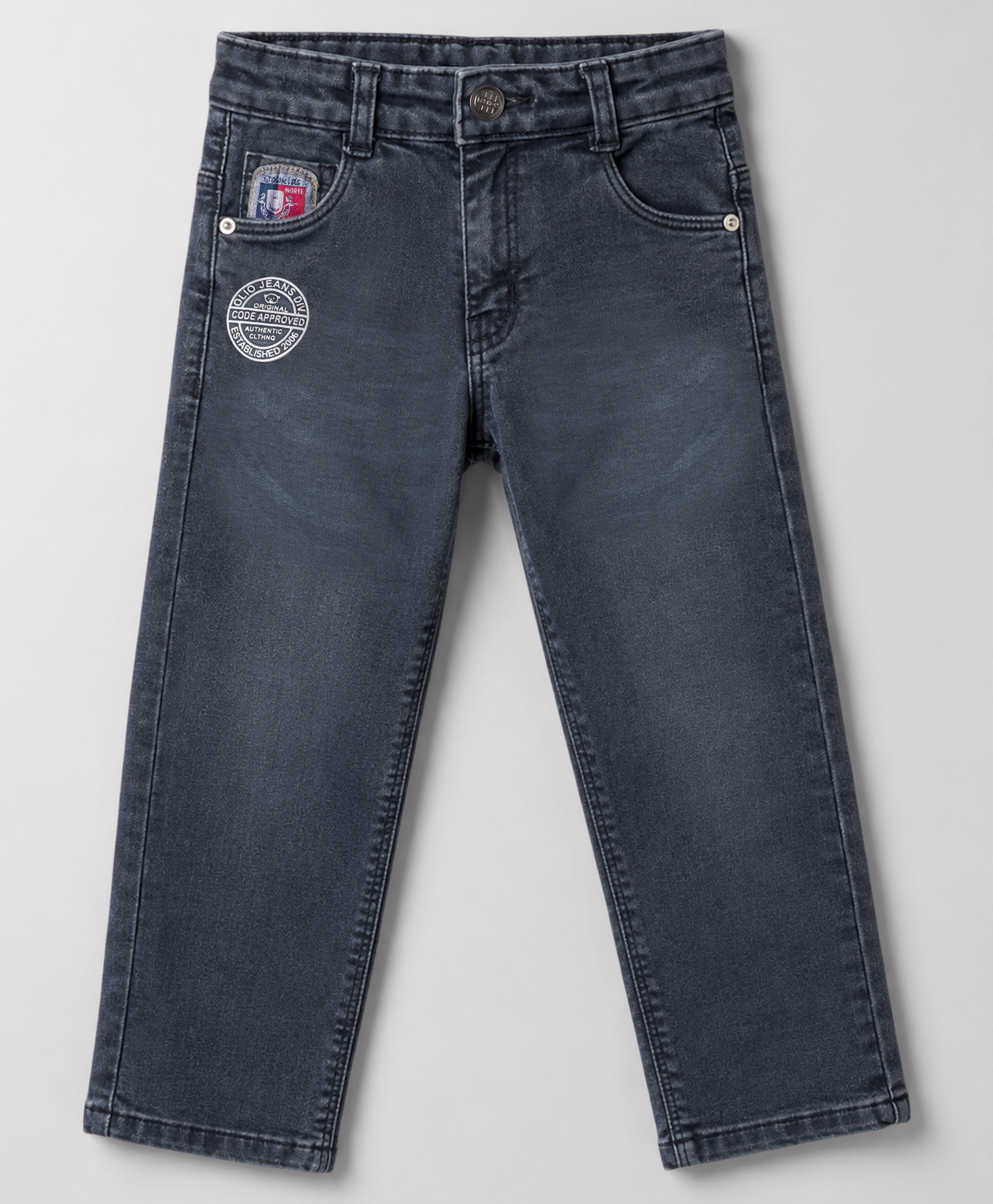 Olio Kids Denim Woven Full Length Solid Jeans - Black-picture-26