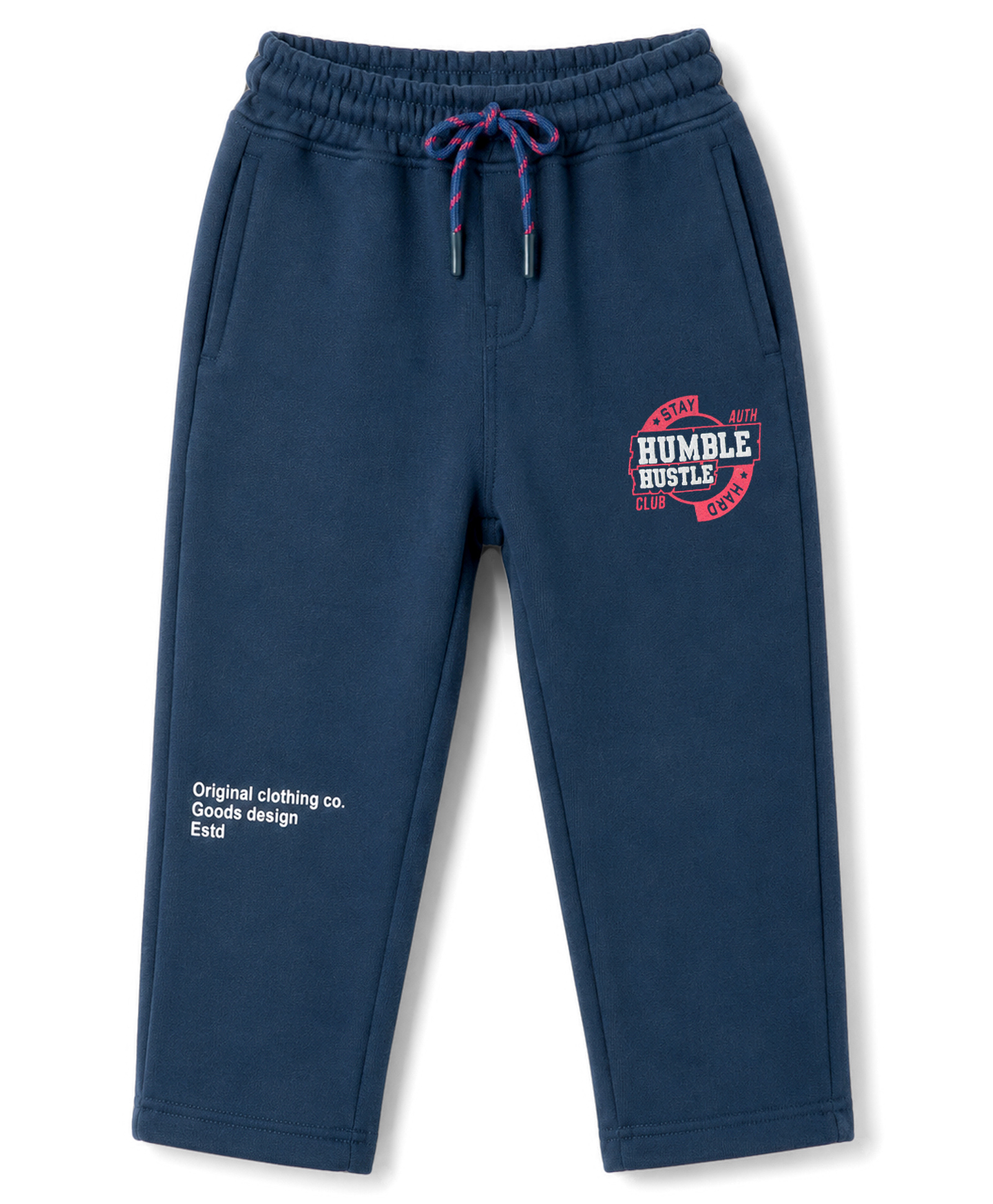 Olio Kids Knitted Full Length Lounge Pant With Text Print - Navy Blue-picture-28