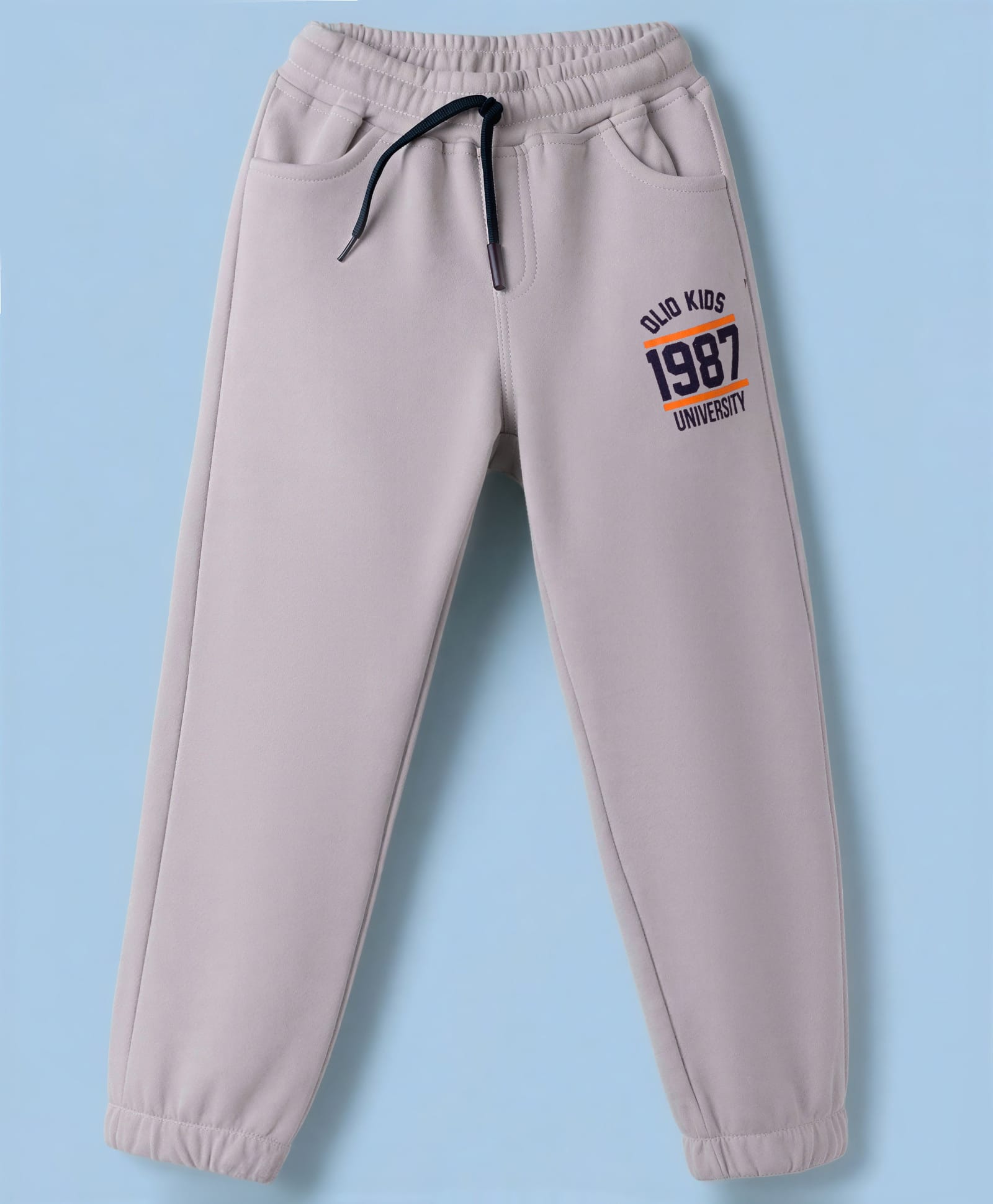 Olio Kids Single Jersey Knit Full Length Text Printed Lounge Pant - Grey-picture-19