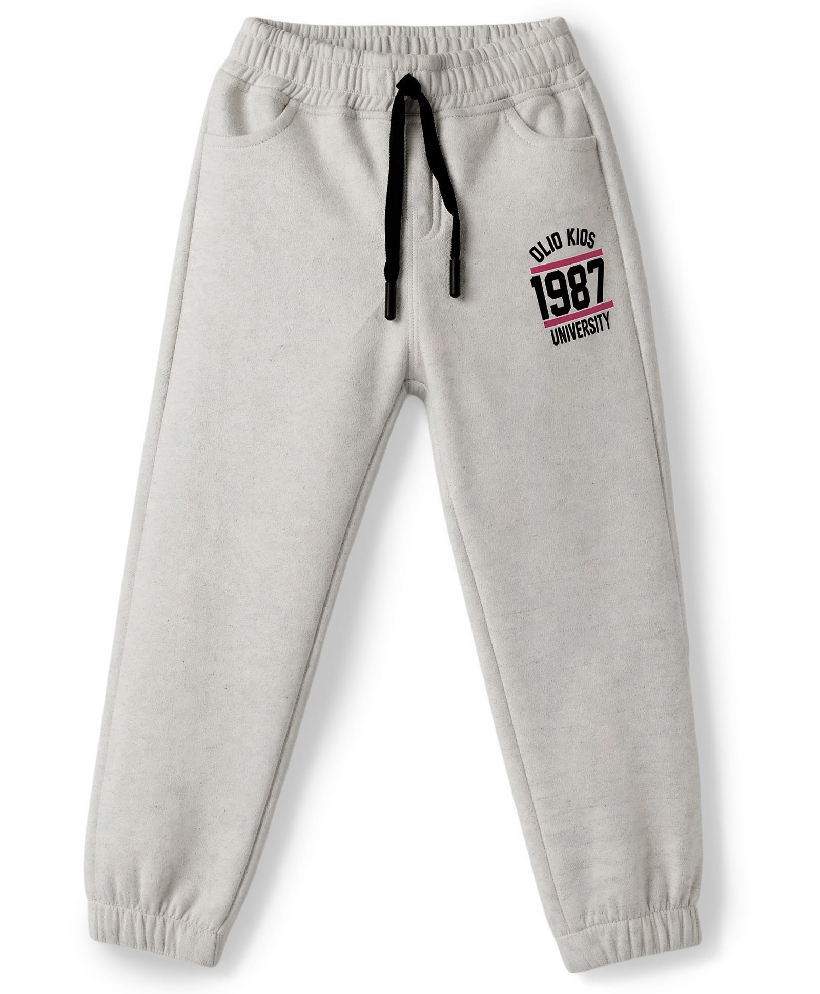 Olio Kids Single Jersey Knit Full Length Text Printed Lounge Pant - Light Grey-picture-15
