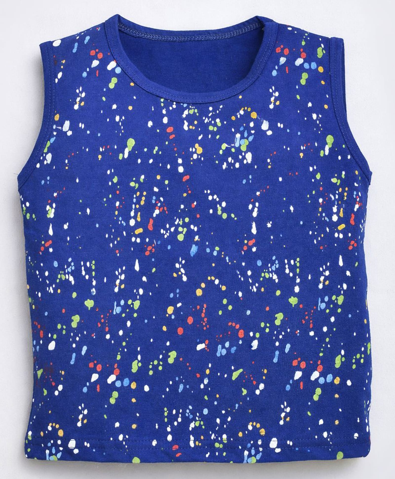 HRIT Cotton Knit Sleeveless Abstract Printed Tee - Royal Blue-picture-15