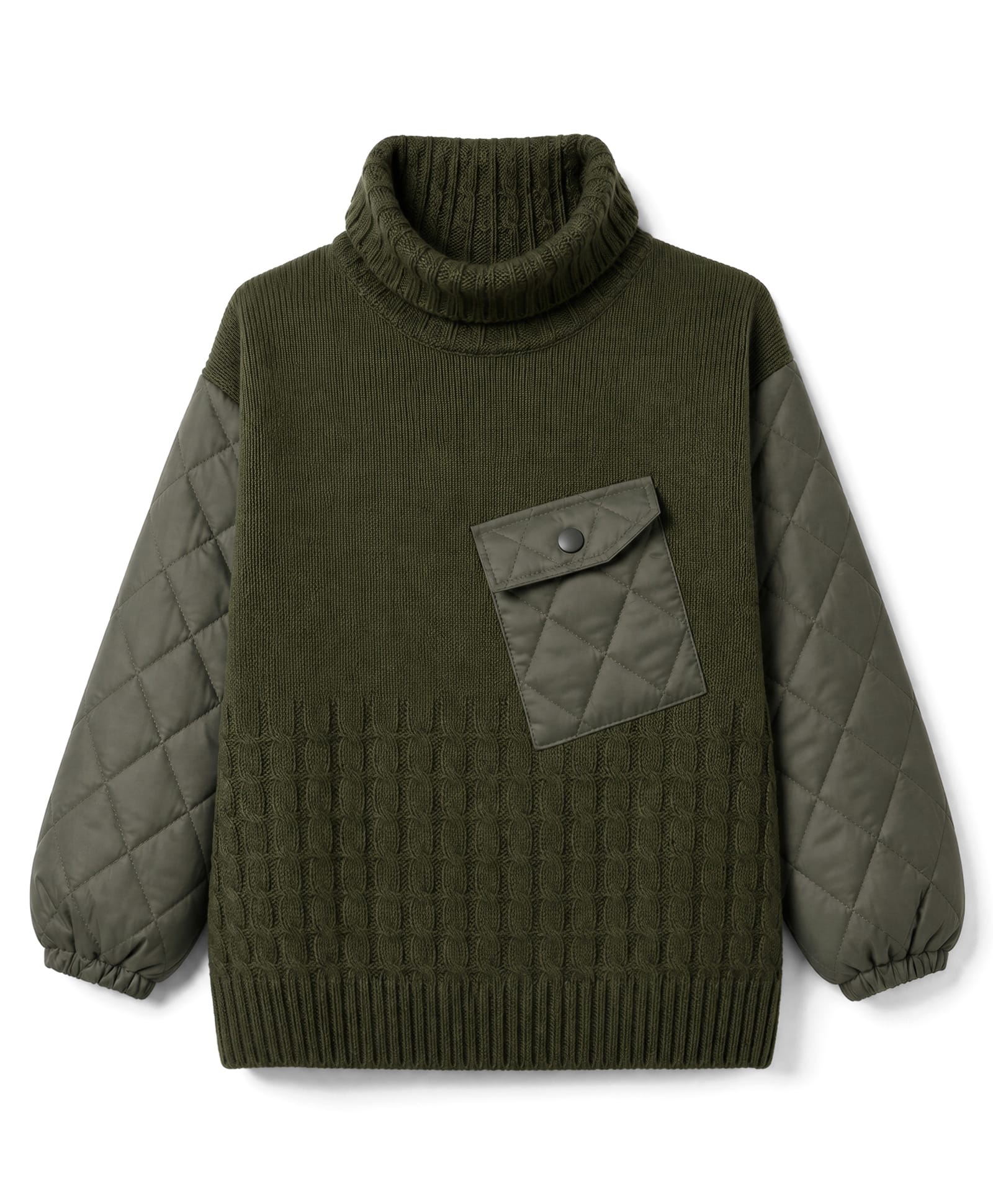 Pine Kids Knit Full Sleeves Pullovers With Cable Knit Design - Olive Green-picture-13