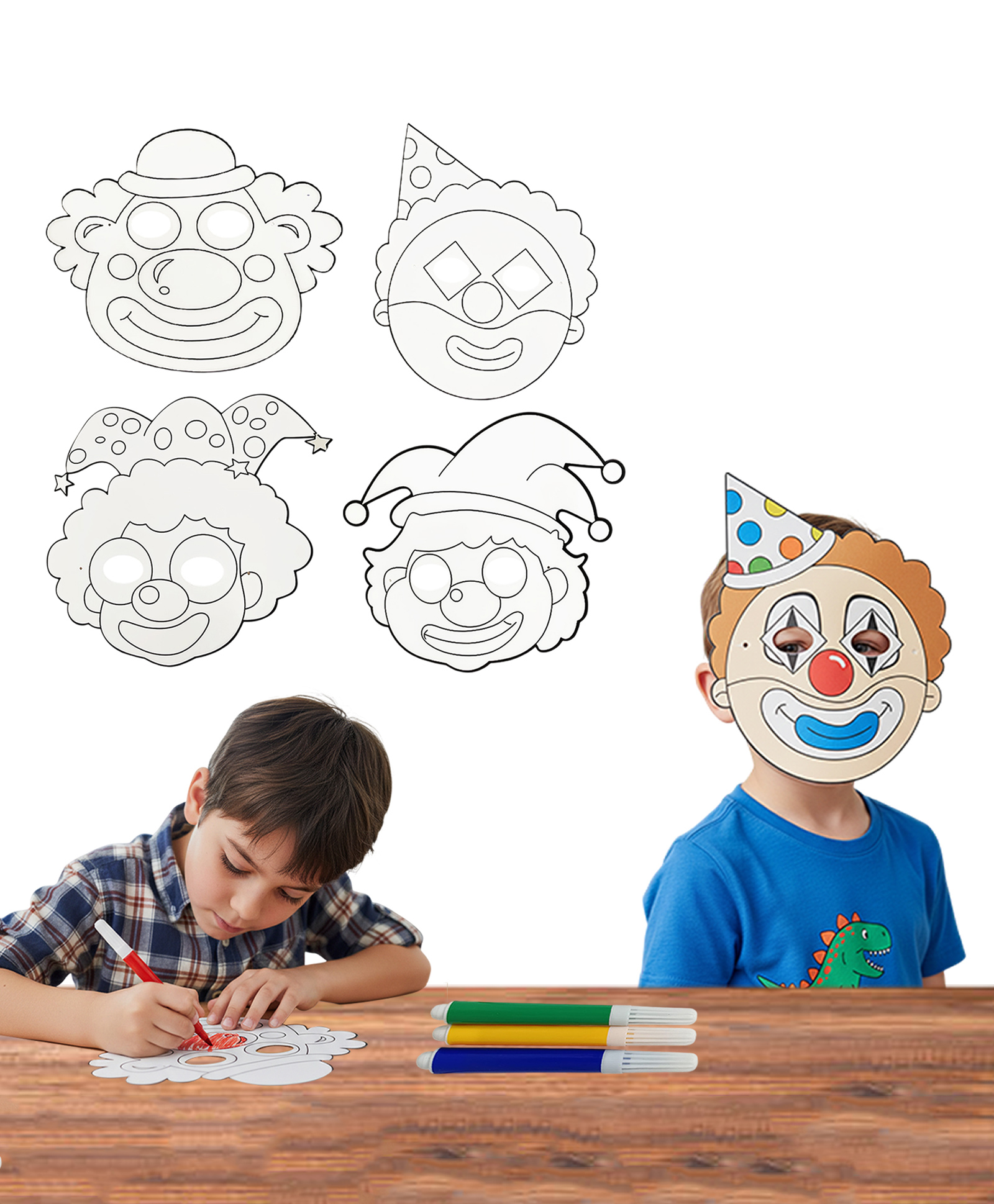 NHR DIY Color Joker Mask for Kids with Sketch Pens & String for Boys & Girls-image-10