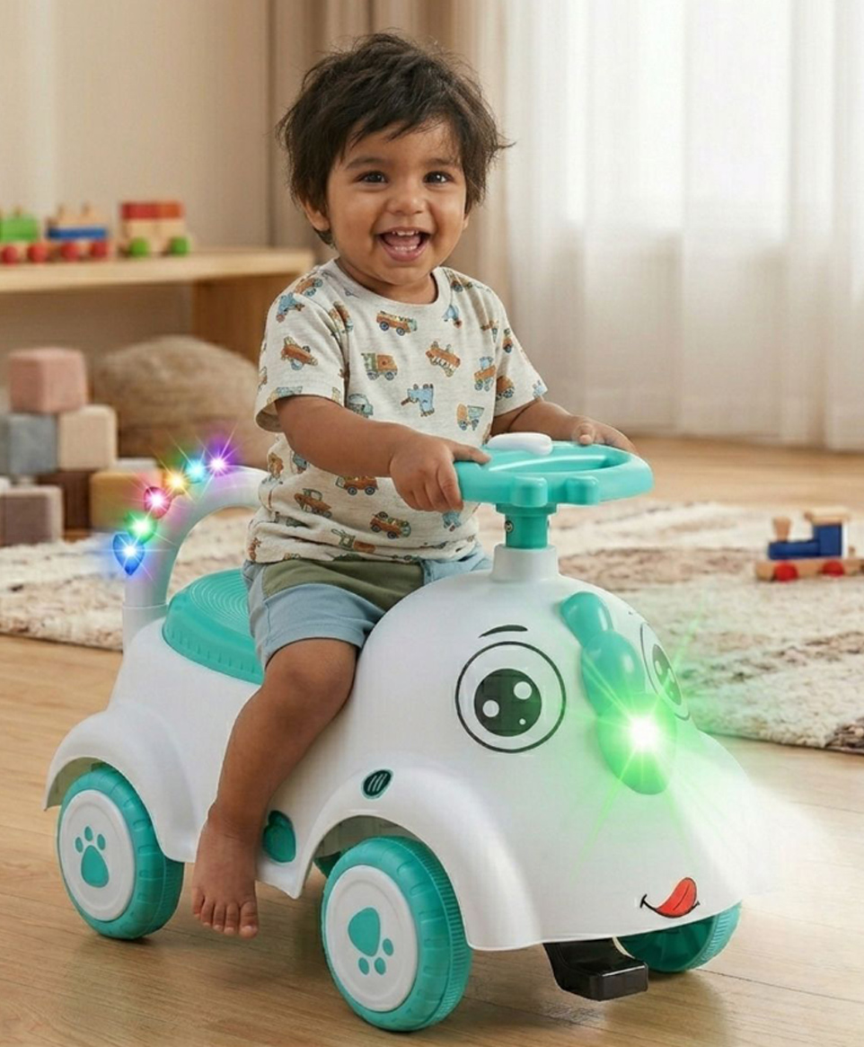 JoyRide Uni-Glow musical Unicorn rider Foot-to-Floor Ride-On Toy for Kids Push Car with Interactive LED Lights, Music, and Under-Seat Storage.-picture-13