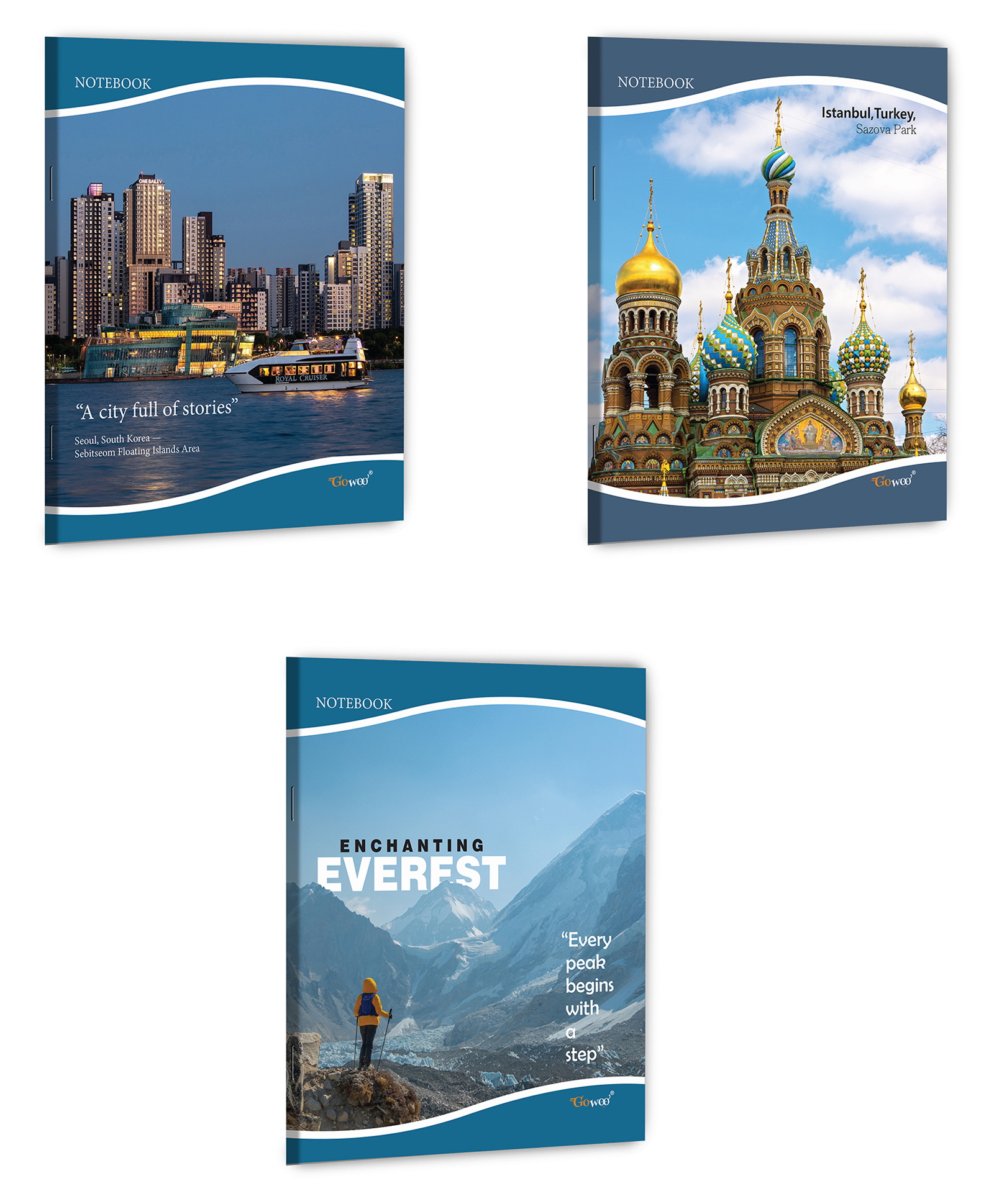 Gowoo Enchanting Everest Notebook, Seoul Reflections Notebook, Colours of Istanbul Notebook (Ruled) :- multipurpose ruled notebook, cityscape cover notebook, simple ruled notebook | Combo of 3 Book-image-40