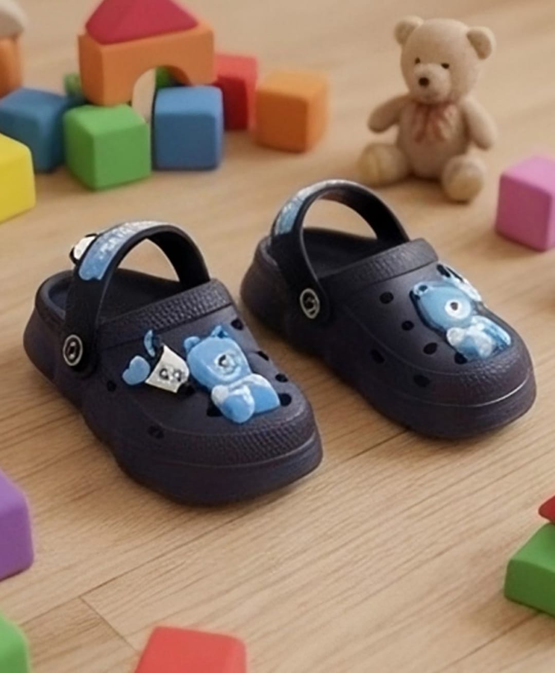 Binos Teddy Applique Detailed Perforated Slingback Clogs - Sky Blue-picture-23