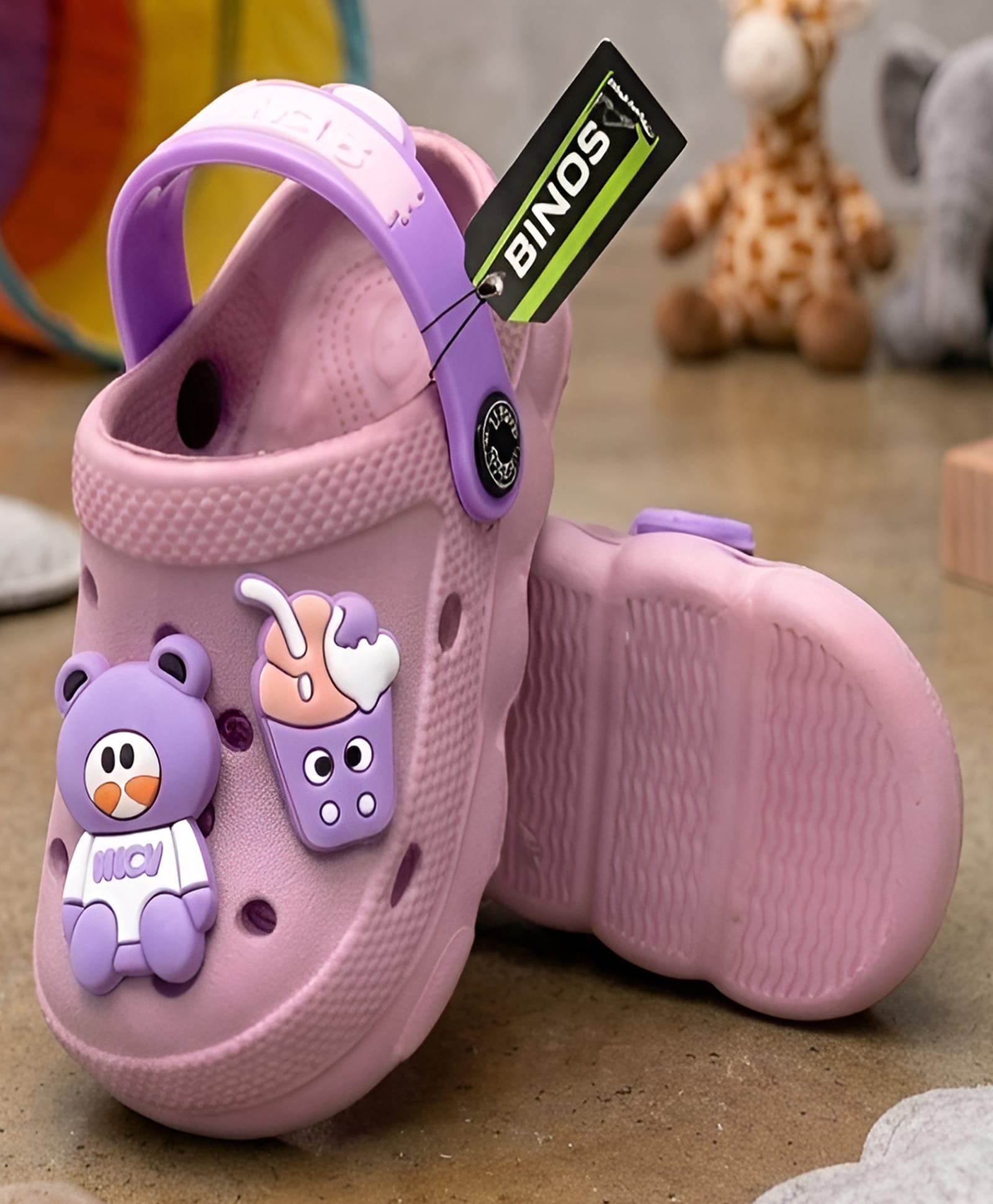 Binos Teddy Applique Detailed Perforated Slingback Clogs - Mauve-picture-24
