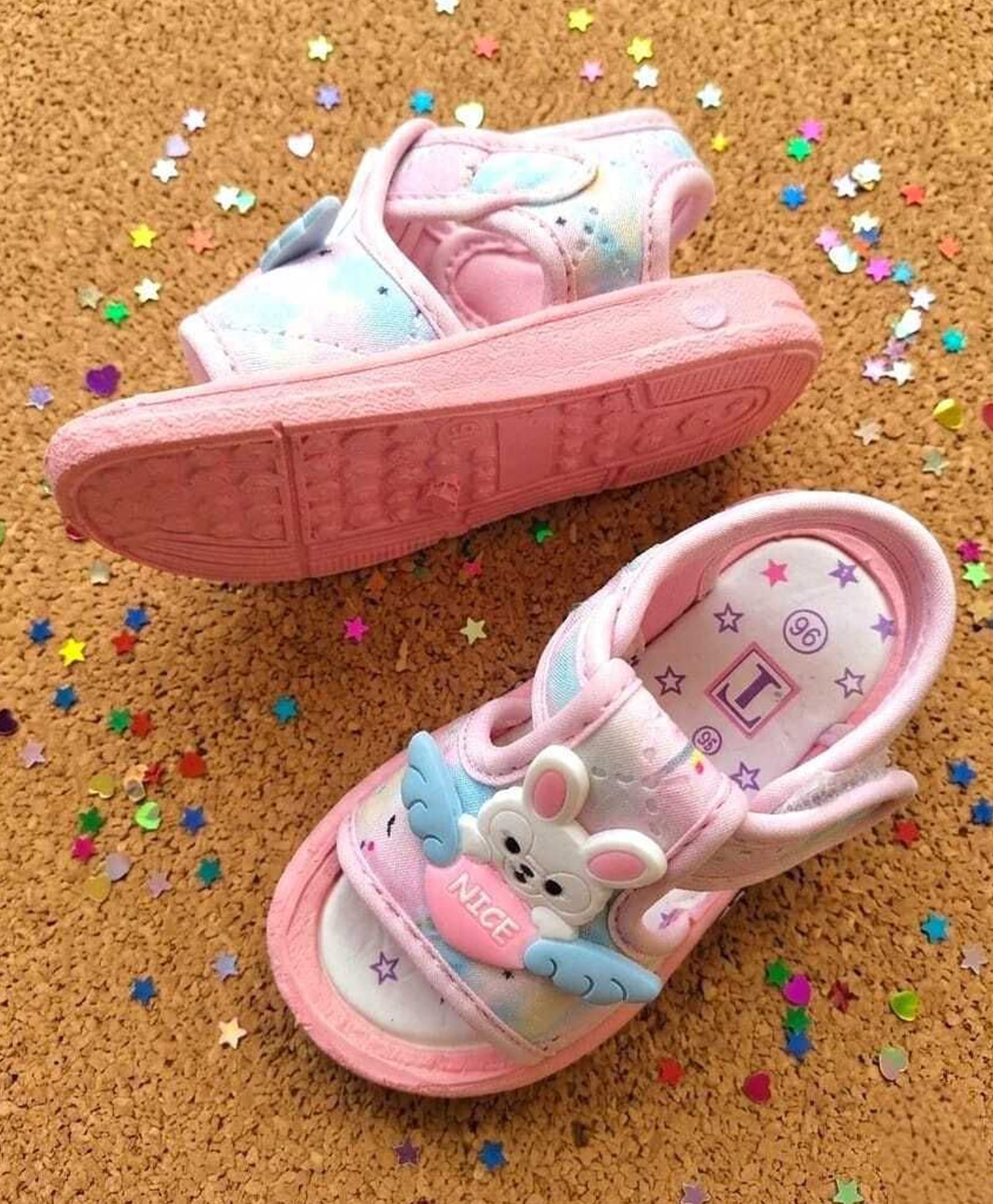 Binos Bunny Applique Detailed Velcro Closure Musical Sandals - Pink-picture-12