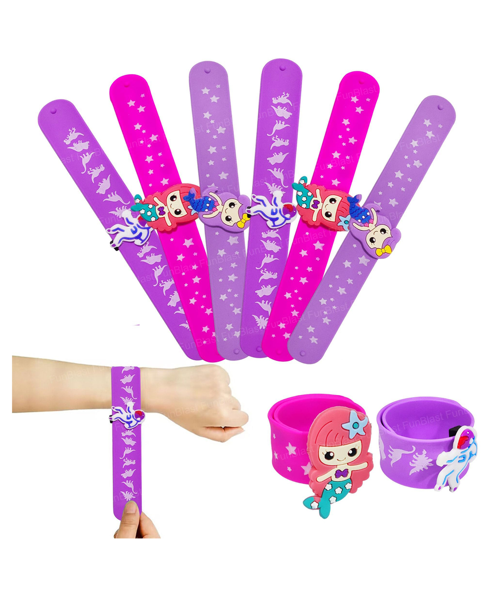 FunBlast Slap Bracelets Snap Bands, Wristbands for Kids Pack of 6 Pcs (Multicolor)-picture-44