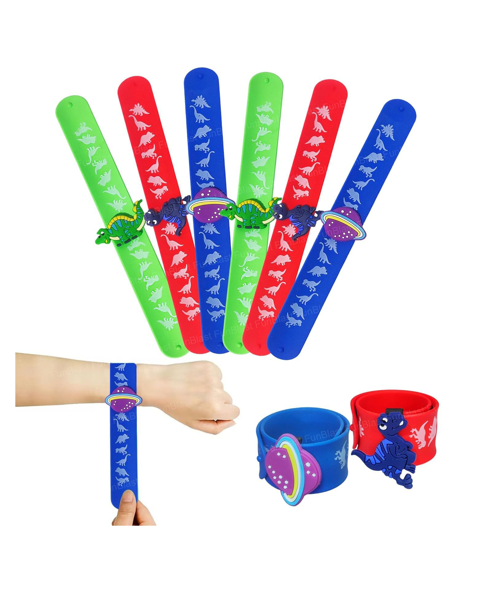 FunBlast Slap Bracelets Snap Bands, Wristbands for Kids Pack of 6 Pcs (Multicolor)-picture-38