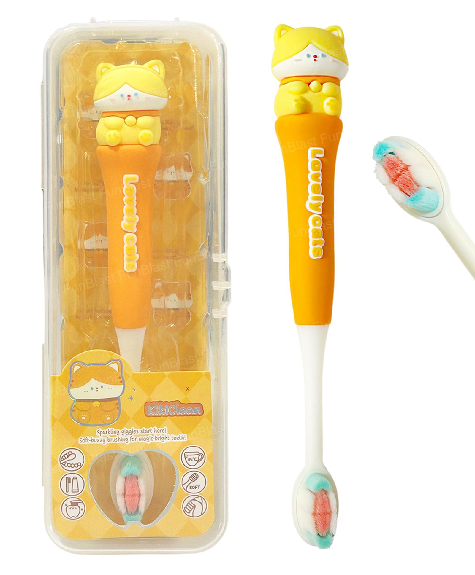 FunBlast Animal Design Microfiber Soft Bristles Toothbrush for Kids Pack of 1 (Yellow)-image-9