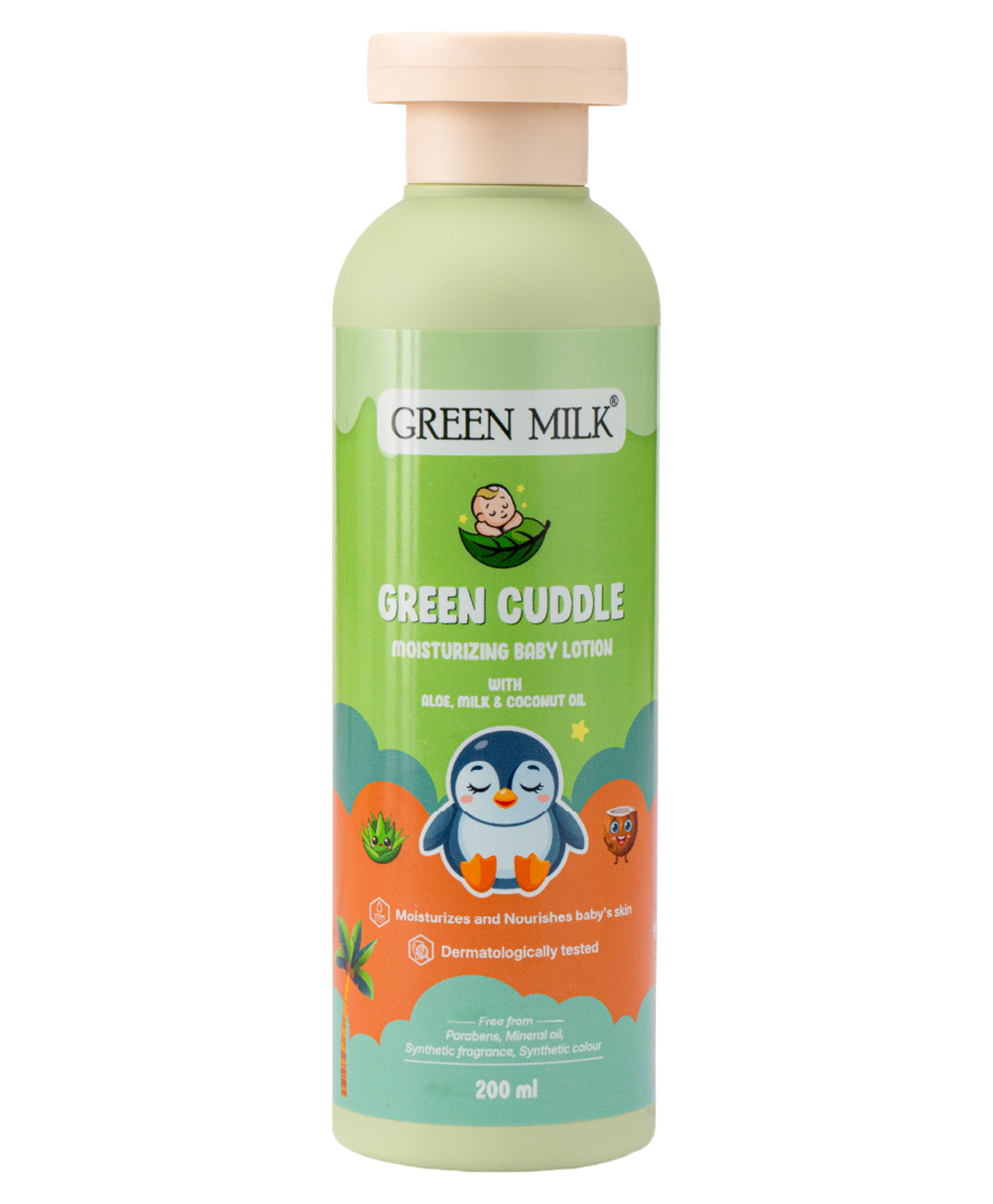 Green Milk Concepts Green Cuddle Baby Lotion | Aloe Vera, Milk Protein & Coconut Oil | Gentle Daily Moisturiser for Sensitive Skin | Lightweight & Non-Sticky | 3+ Months | No Parabens - 200 ml-image-42