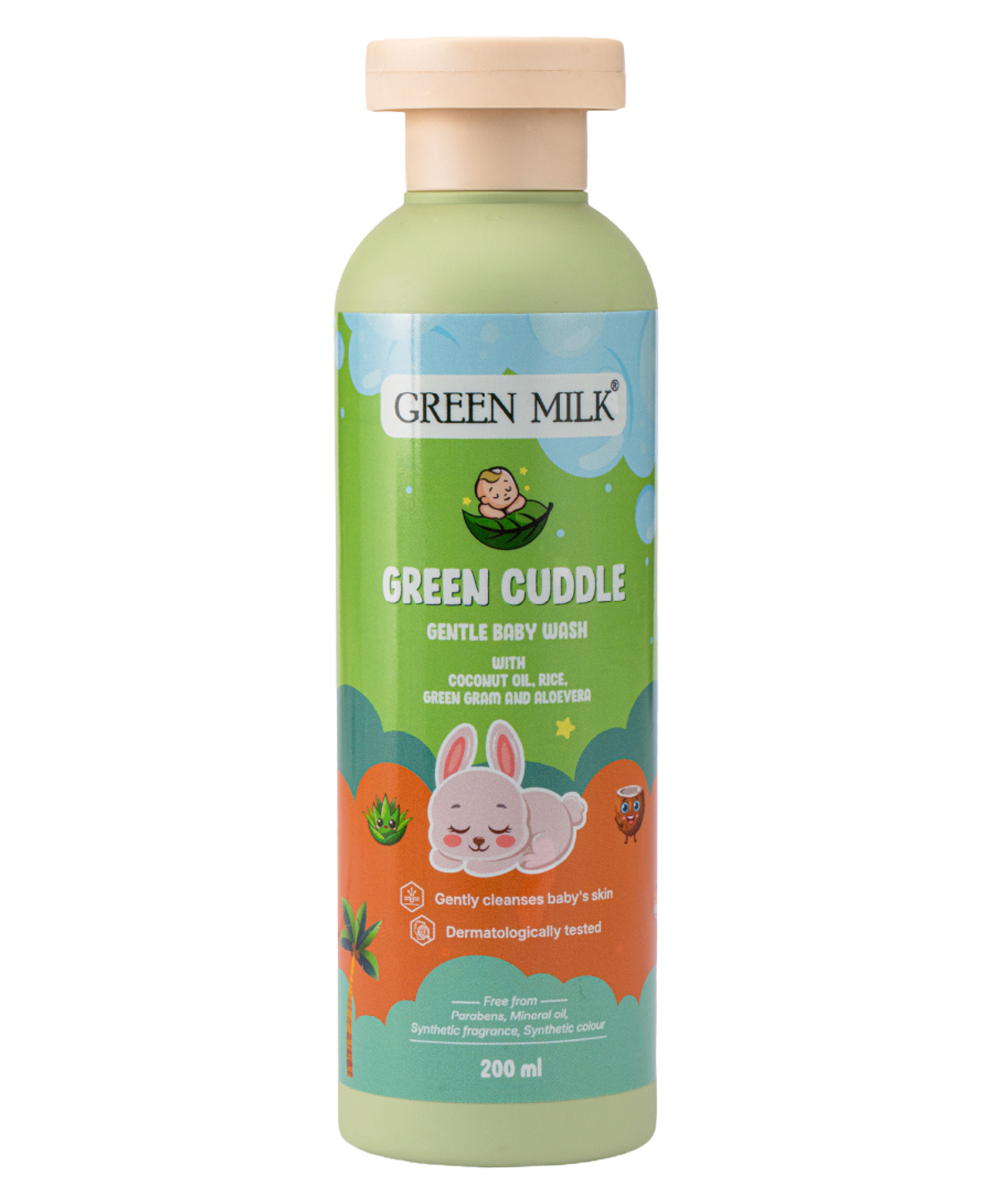 Green Milk Conepts Green Cuddle Gentle Baby Wash | Soap-Free Baby Cleanser with Rice, Green Gram, Aloe Vera & Coconut Oil | Tear-Free Formula for Sensitive Skin | No Parabens & Sulfates - 200 ml-image-46