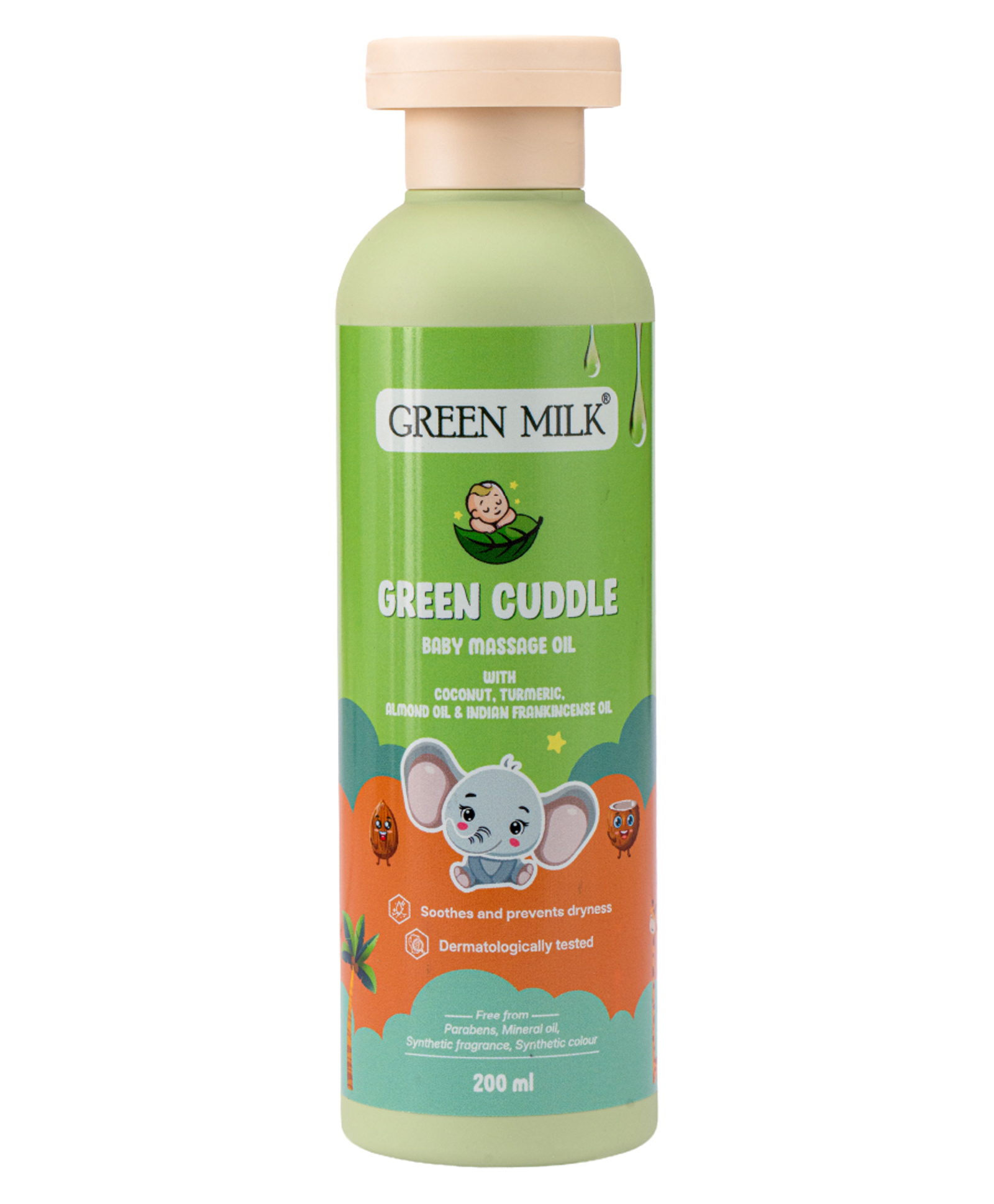 Green Milk Concepts Green Cuddle Baby Massage Oil | Ayurvedic Oil with Coconut, Almond, Ghee & Turmeric | Lightweight & Non-Sticky for Daily Massage | Suitable from 3+ Months | No Mineral Oil - 200 ml-image-17
