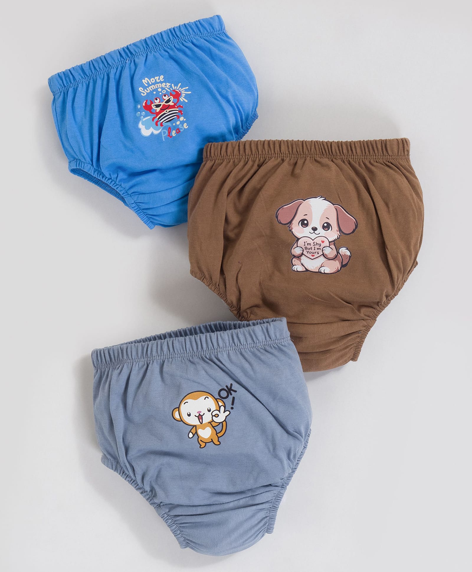 MOONKIDS 100% Pure Cotton Knit Pack Of 3 Animals Printed Panties - Multi Colour-image-41