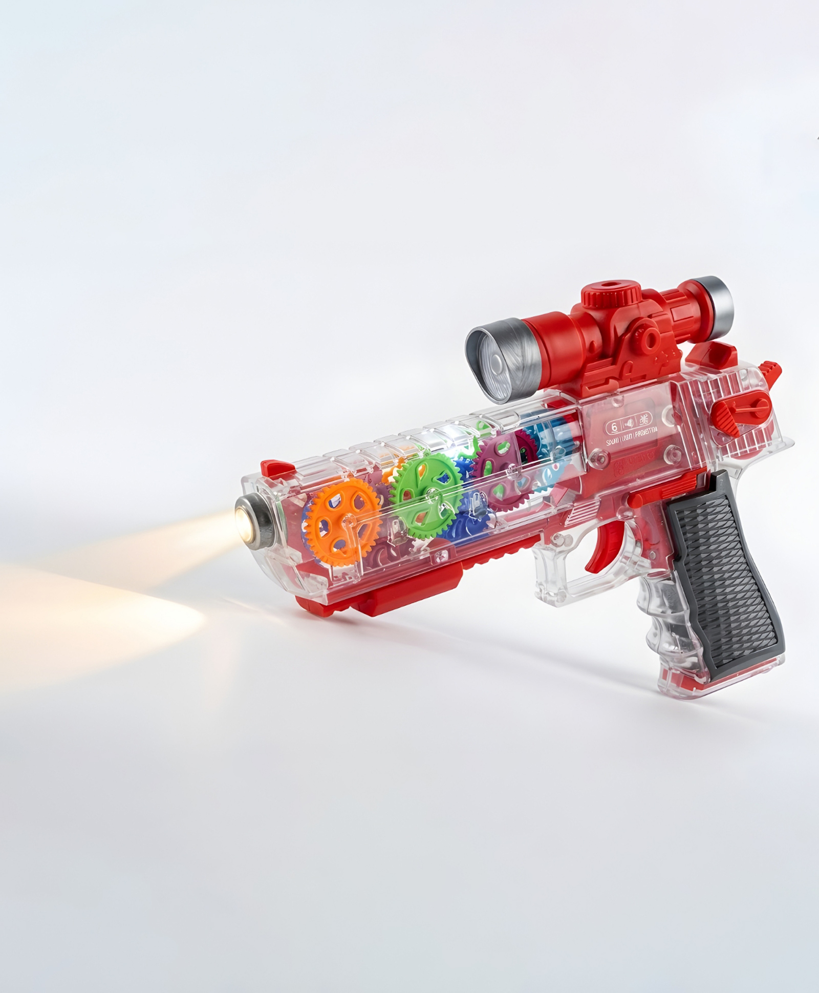 NEGOCIO Battery Operated 3D Concept Transparent Gear Light Toy Gun with Different Muscial Sounds & Flash Light Effect for Kids- PACK OF 1- COLOR MAY VARY-image-18