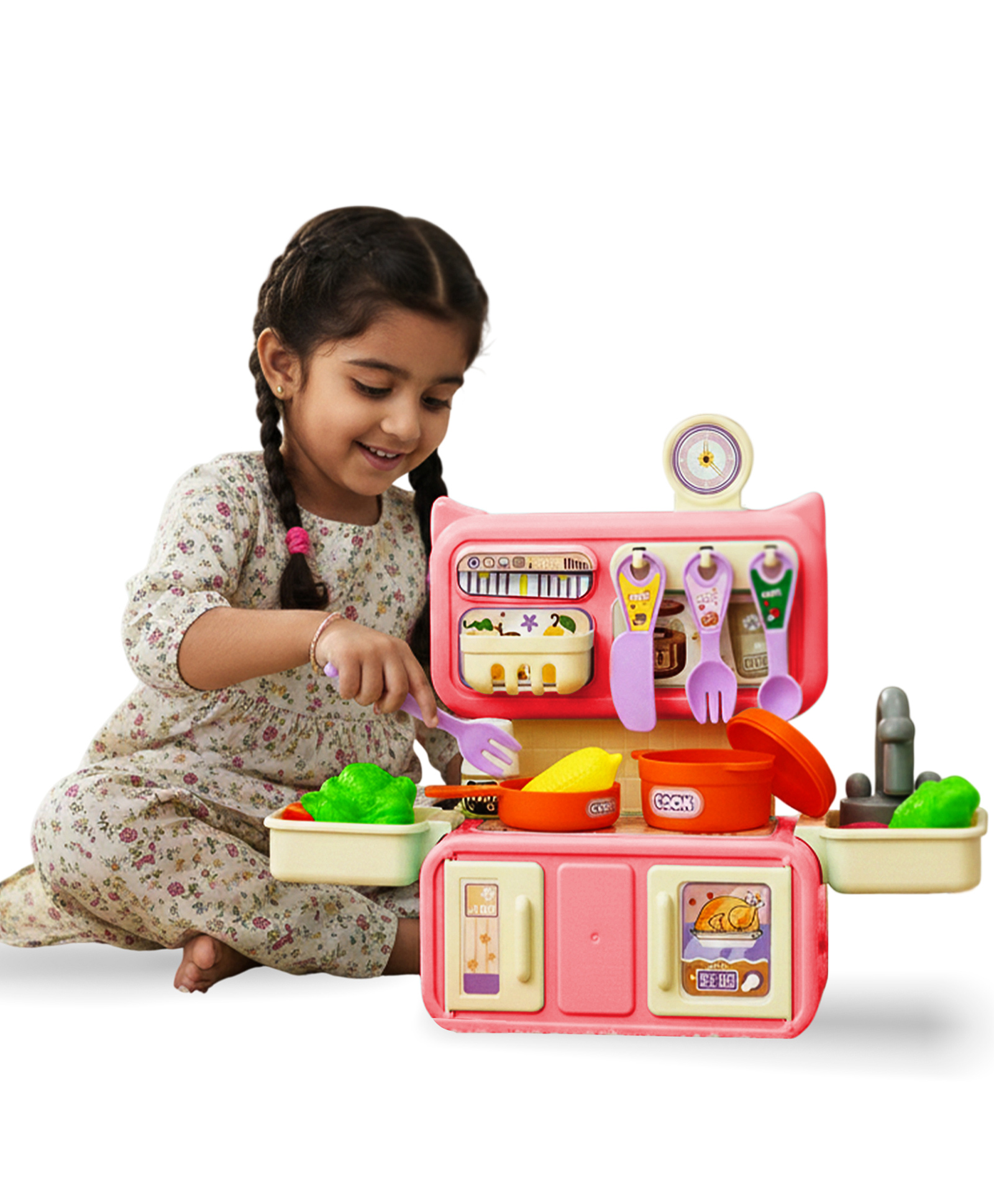 NHR Dream My Home Kitchen Set, Ultimate Modern Kitchen Set for Kids Interactive Pretend Play Toy with Running Water | Kitchen Toys | Girls Toys | Realistic Cooking Action-image-9