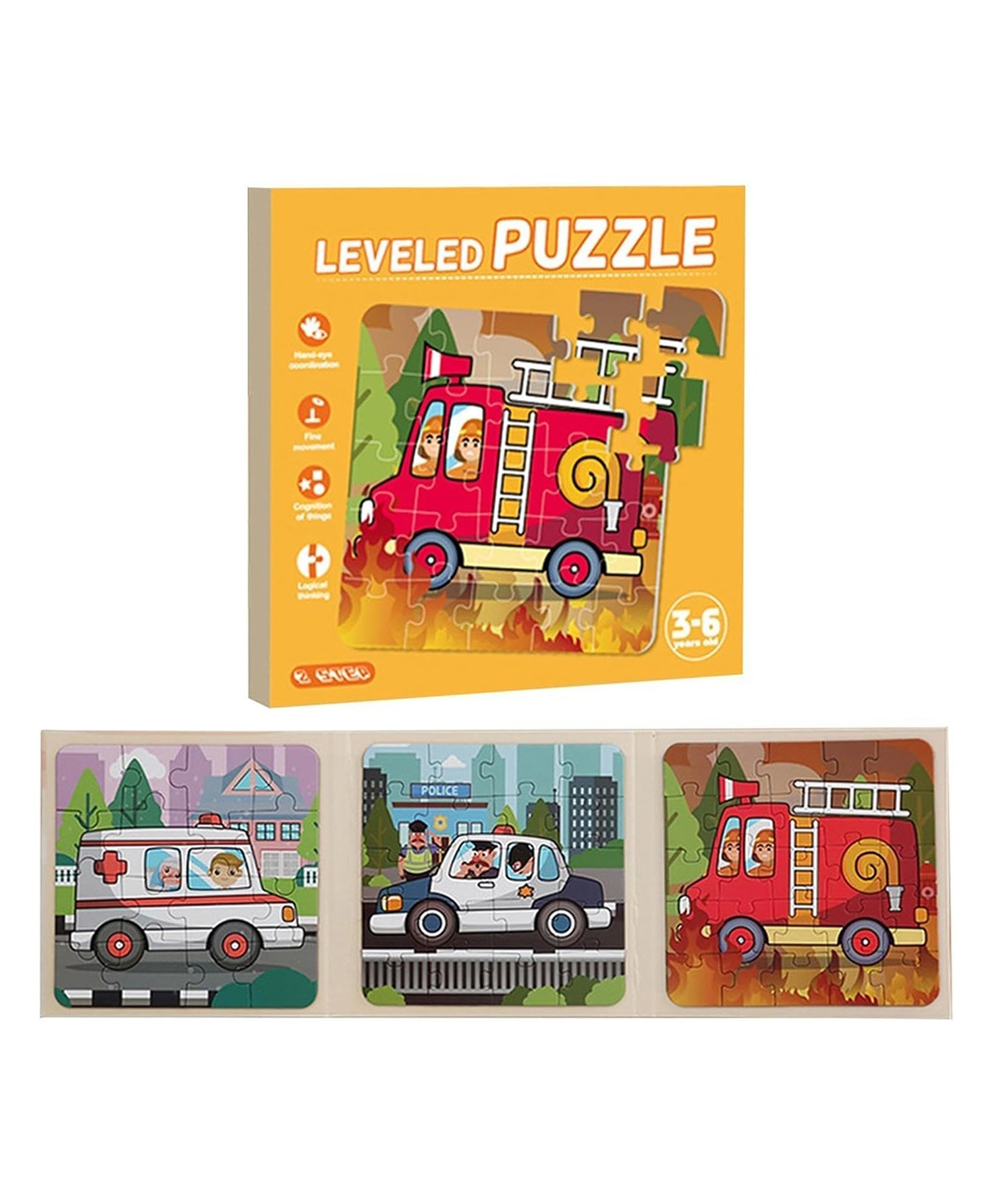 Happy Hues 3 in 1 Service Vehicles Magnetic Jigsaw Puzzles for Kids- 16-20-25 Piece Puzzles Book for Toddlers-Travel Games, Preschool Educational Toys for 3 4 5 Year Old Boys and Girls-image-34