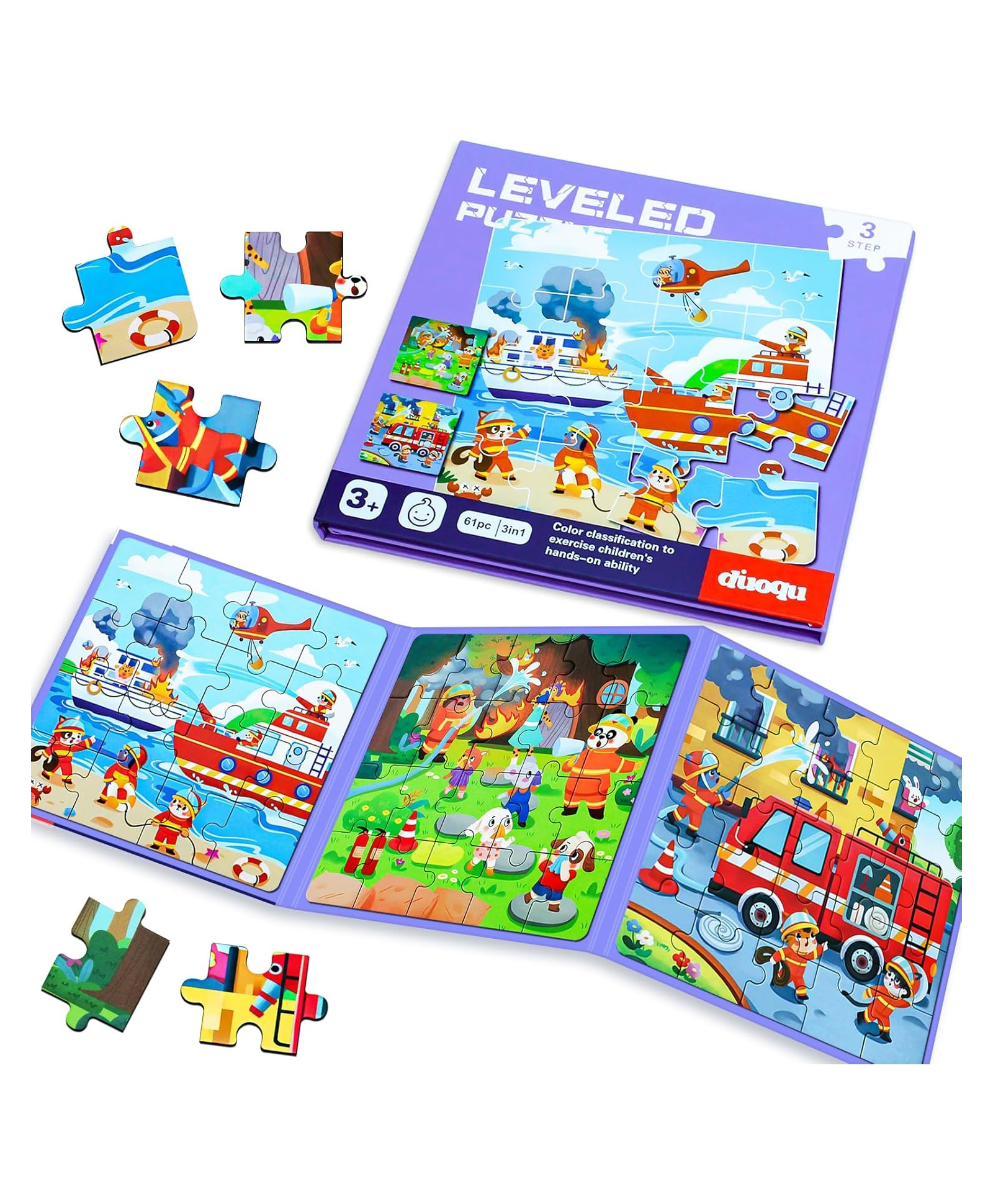 Happy Hues Magnetic Puzzle Book for Toddlers - 61 Pieces 3-in-1 Educational Travel Toy-picture-21