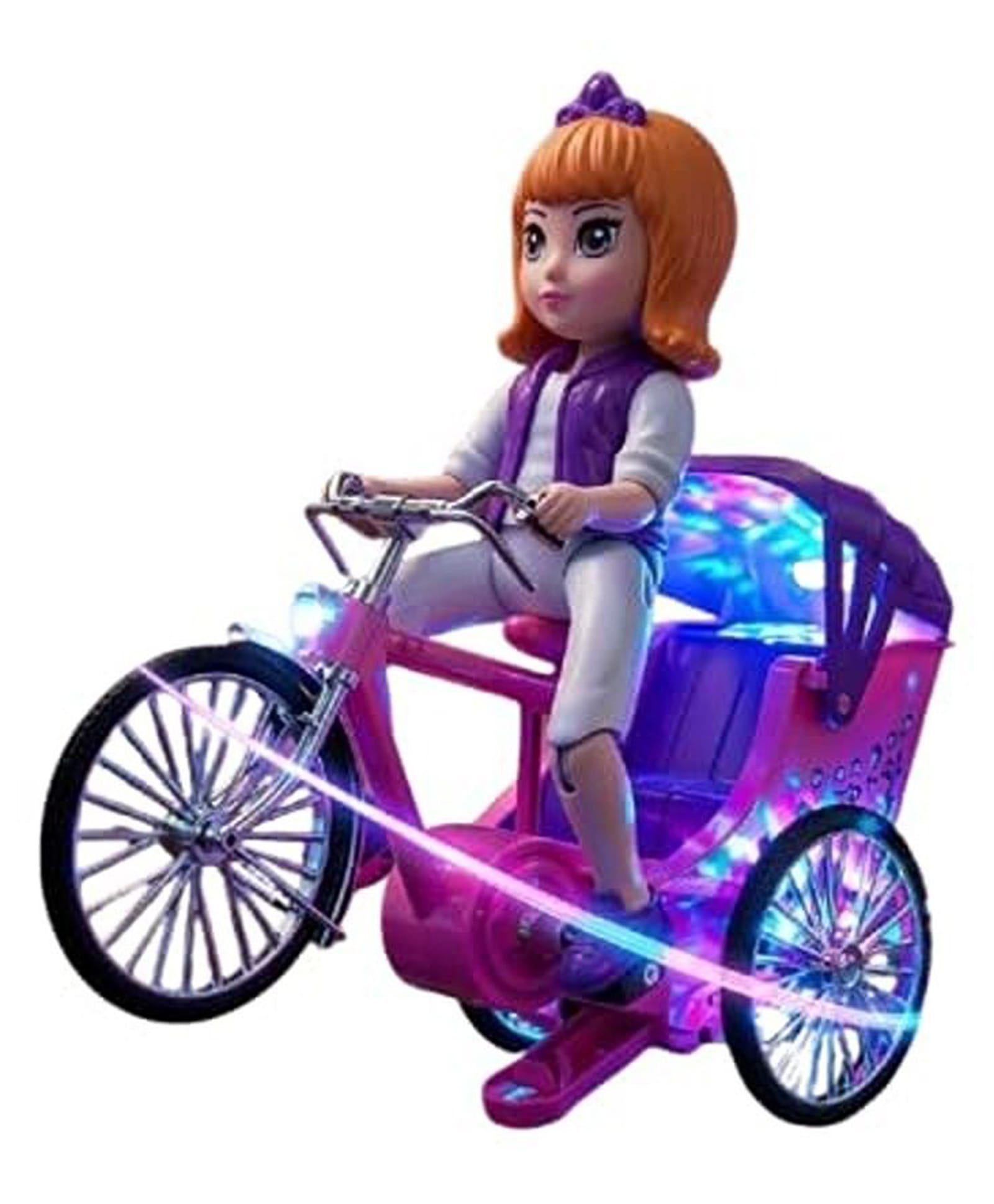 HAPPY HUES Musical Tricycle Cycle Toy for Kids Bump & Go Action Trendy Girl Doll Cycle with Flash Lights & Music- Multicolor-image-30