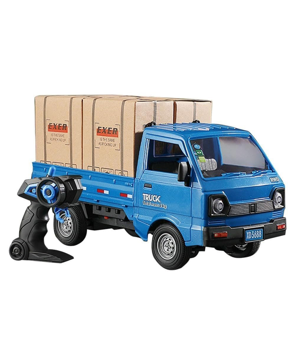 Happy Hues RC Mini Delivery Truck for Kids - Blue Cargo Pickup Van with Water Spray Smoke Effect, LED Lights & Music - Rechargeable Battery & DIY Cardboard Boxes - Perfect Gift for Boys & Girls-image-3