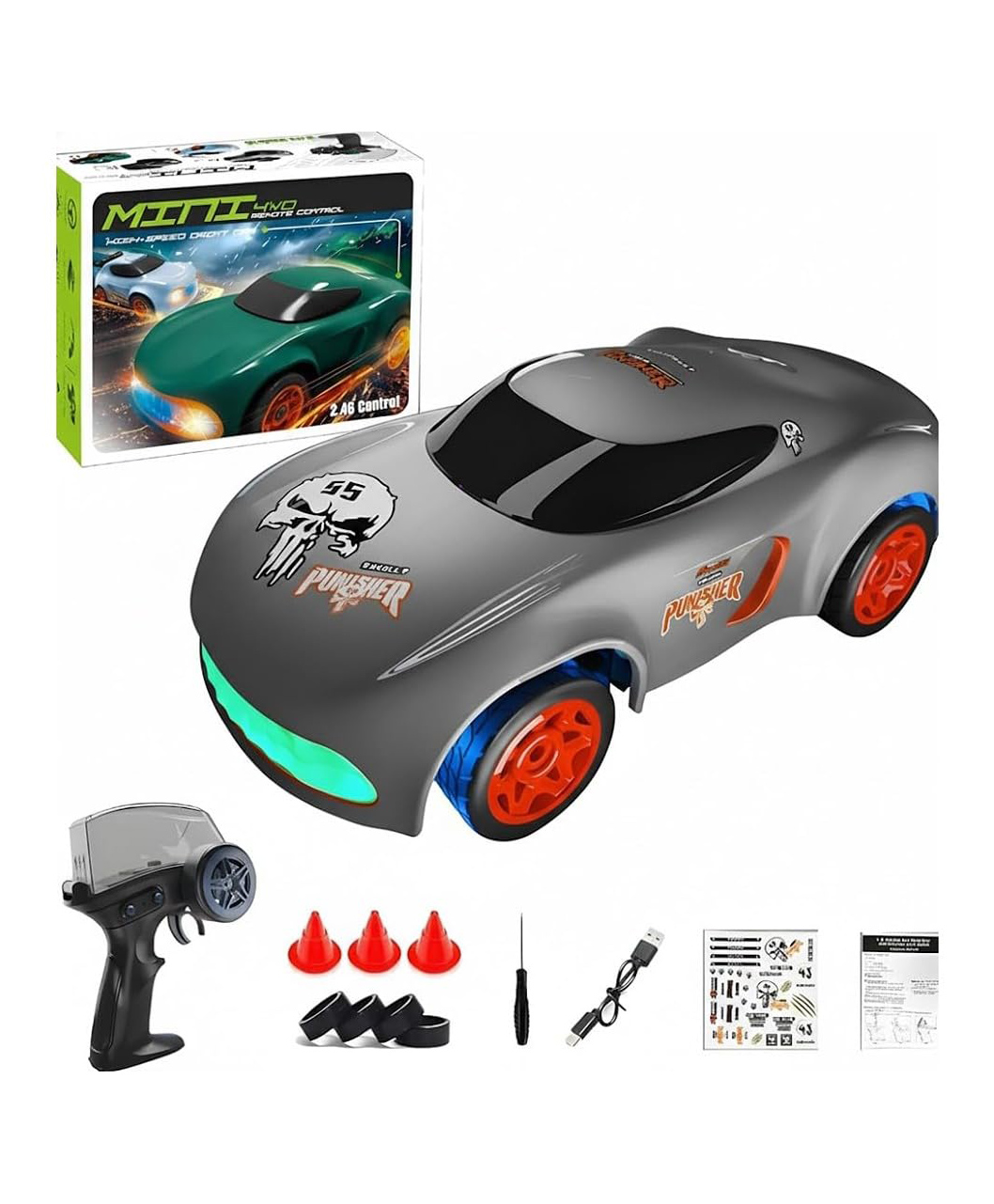 Happy Hues High-Speed 4WD Remote Control Drift Racing Car with LED Lights- Grey-picture-19