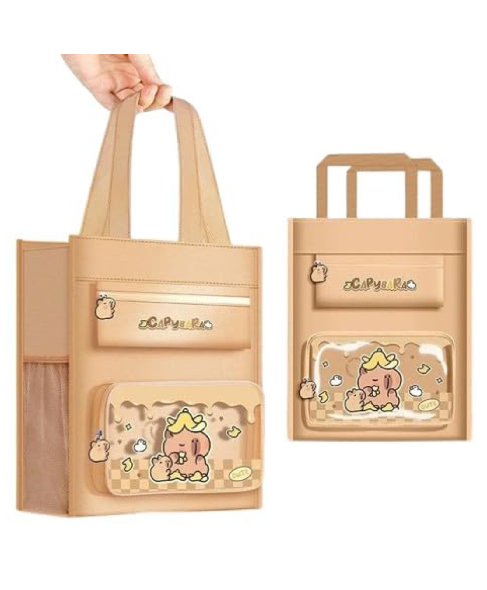 YAMAMA Capybara Cartoon Tote Bag for Girls, Kawaii Handbag for Travel, Baby Items, Makeup & Lunch | Cute Cloud Shape Fashion Shoulder Bag Multi-Purpose, Washable & Durable - Multicolor-image-32