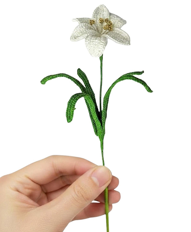 Happy Threads Crochet Lily Flower - White (1 Pc) | Handmade Crochet Gifts for Women & Men | Eco-Friendly Amigurumi Blooms Artificial Flower for Decoration, Festive Gifting, Office & Home Decor-picture-22