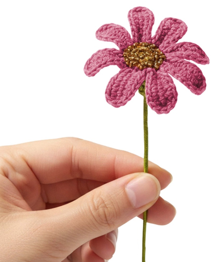happy threads Happy Threads| Handmade Single Stem Crochet Daisies, Eco-Friendly, Washable Floral Decor,Non-wilting Gift for Vase Arrangement, Gifting, Craft Projects, Wedding Décor (dark pink)-picture-10