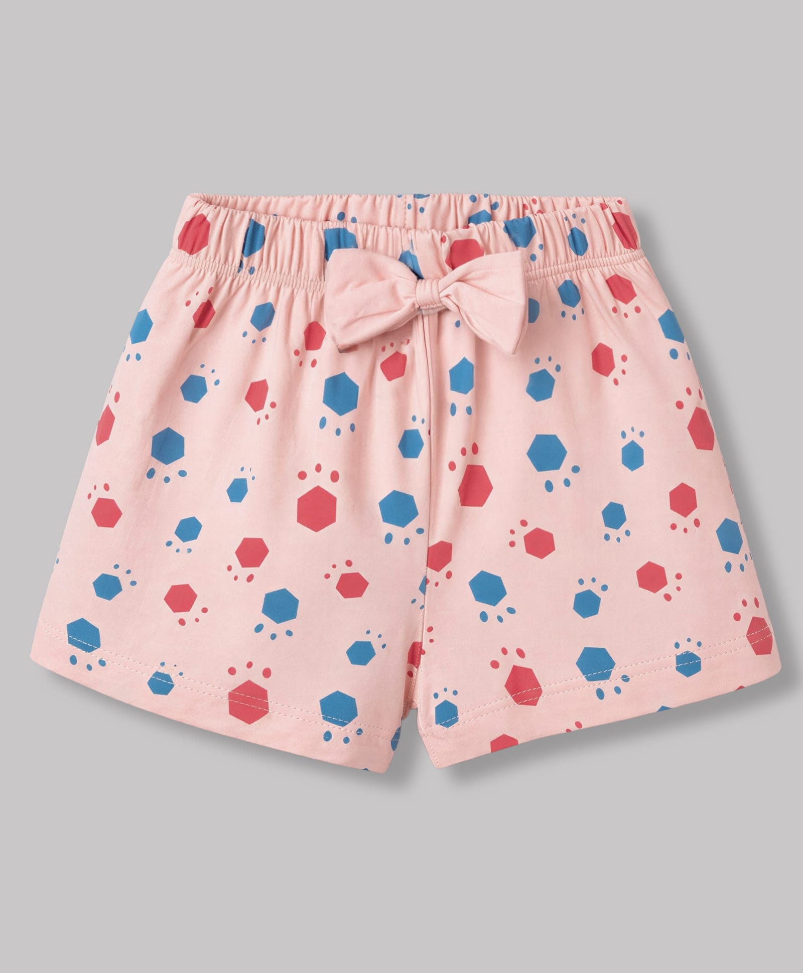 Tango Single Jersey Knit Above Knee Length Printed Shorts with Bow - Pink-picture-23