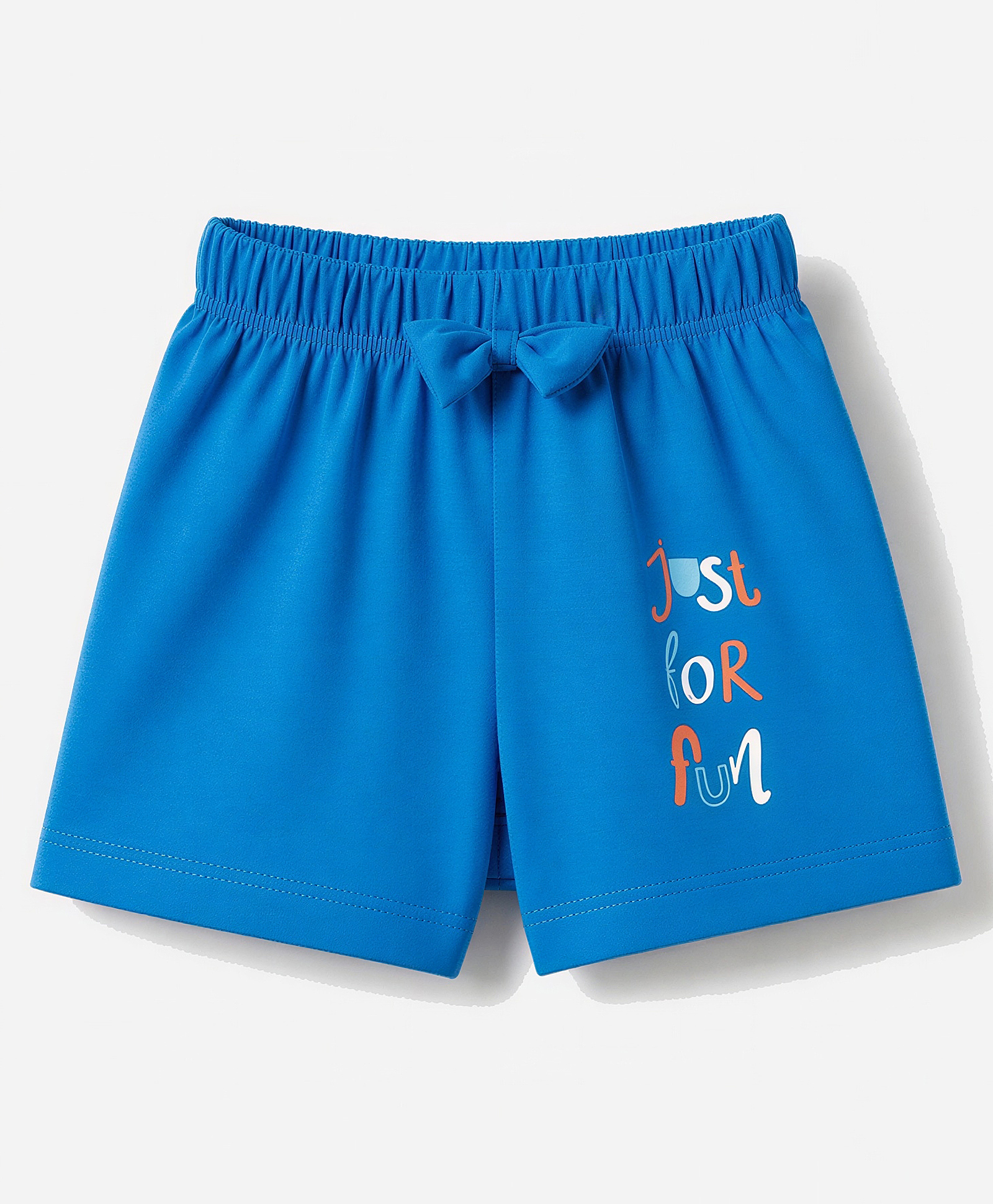 Tango Single Jersey Knit Above Knee Length Text Printed Shorts With Bow Applique - Blue-picture-19