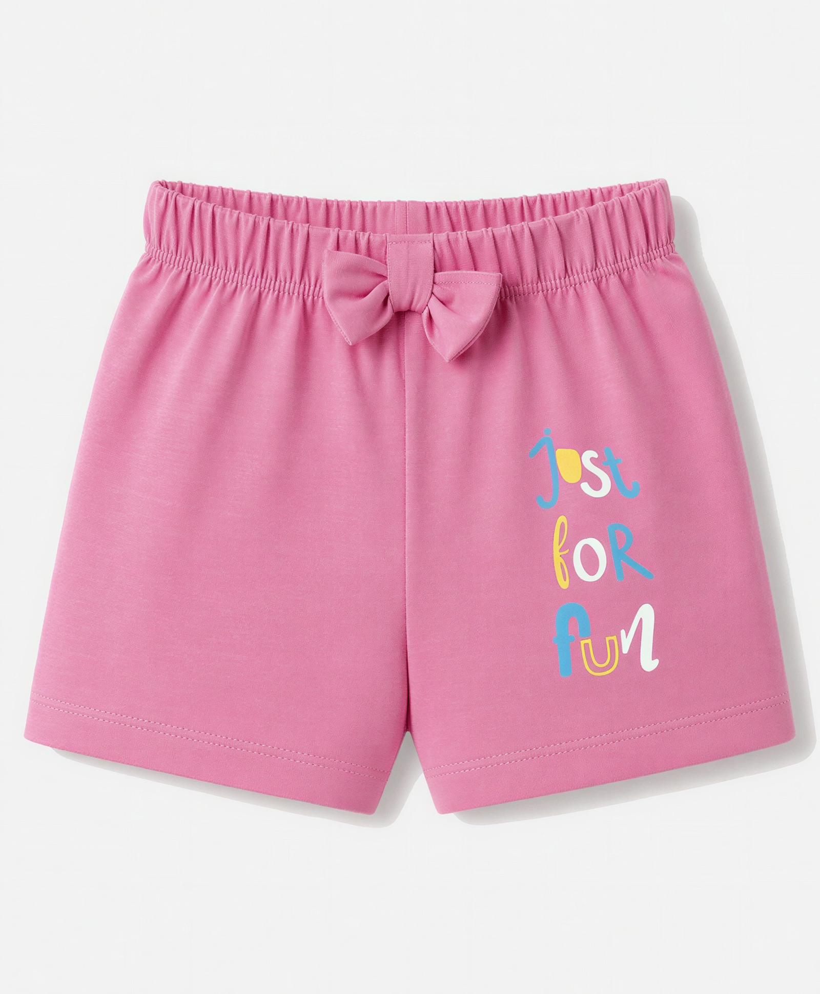 Tango Single Jersey Knit Above Knee Length Text Printed Shorts With Bow Applique - Purple-picture-17