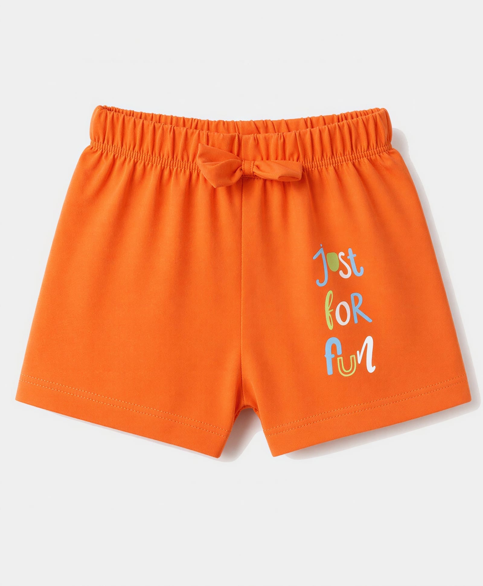 Tango Single Jersey Knit Above Knee Length Text Printed Shorts With Bow Applique - Orange-picture-18